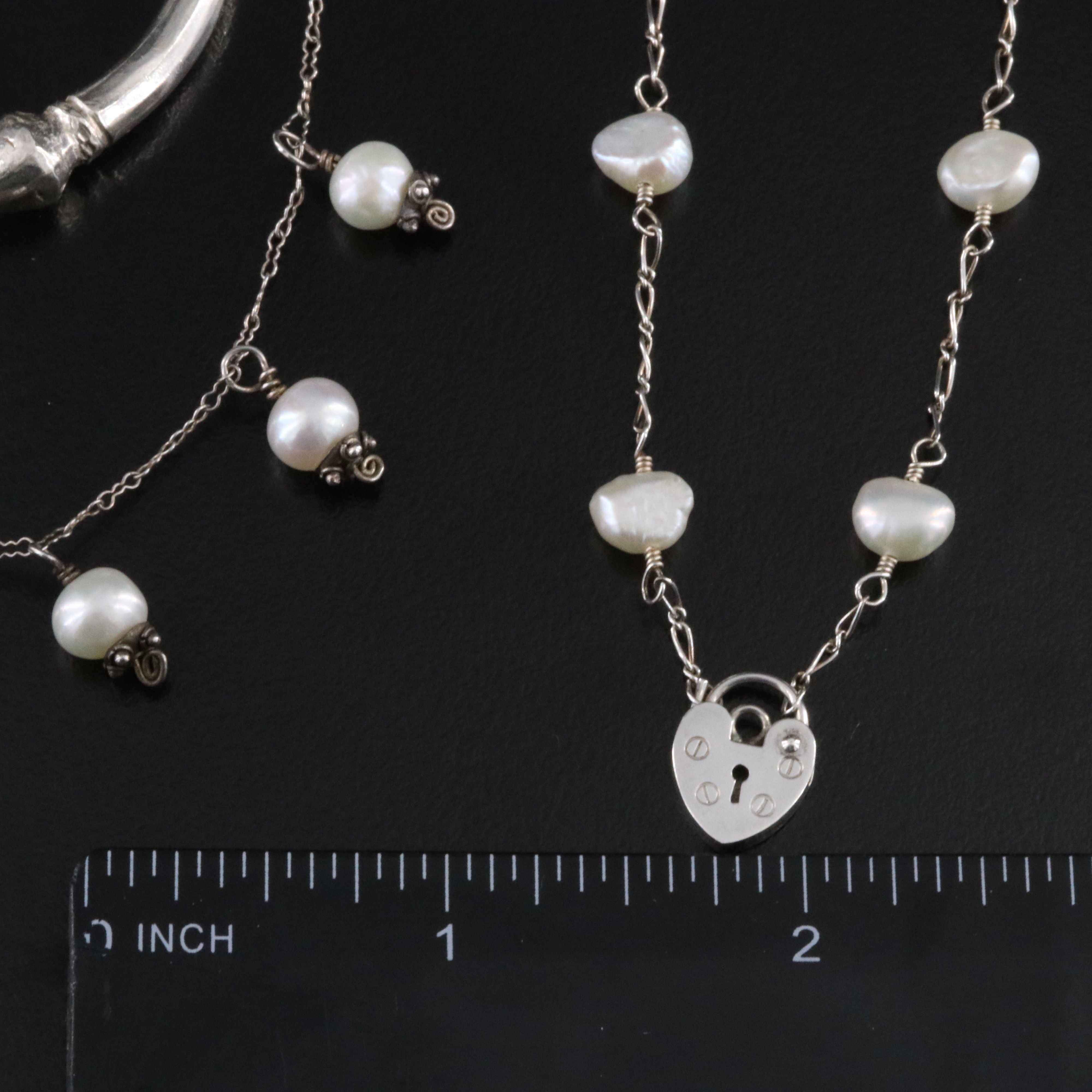 Sterling Pearl Station Necklaces and Cuffs