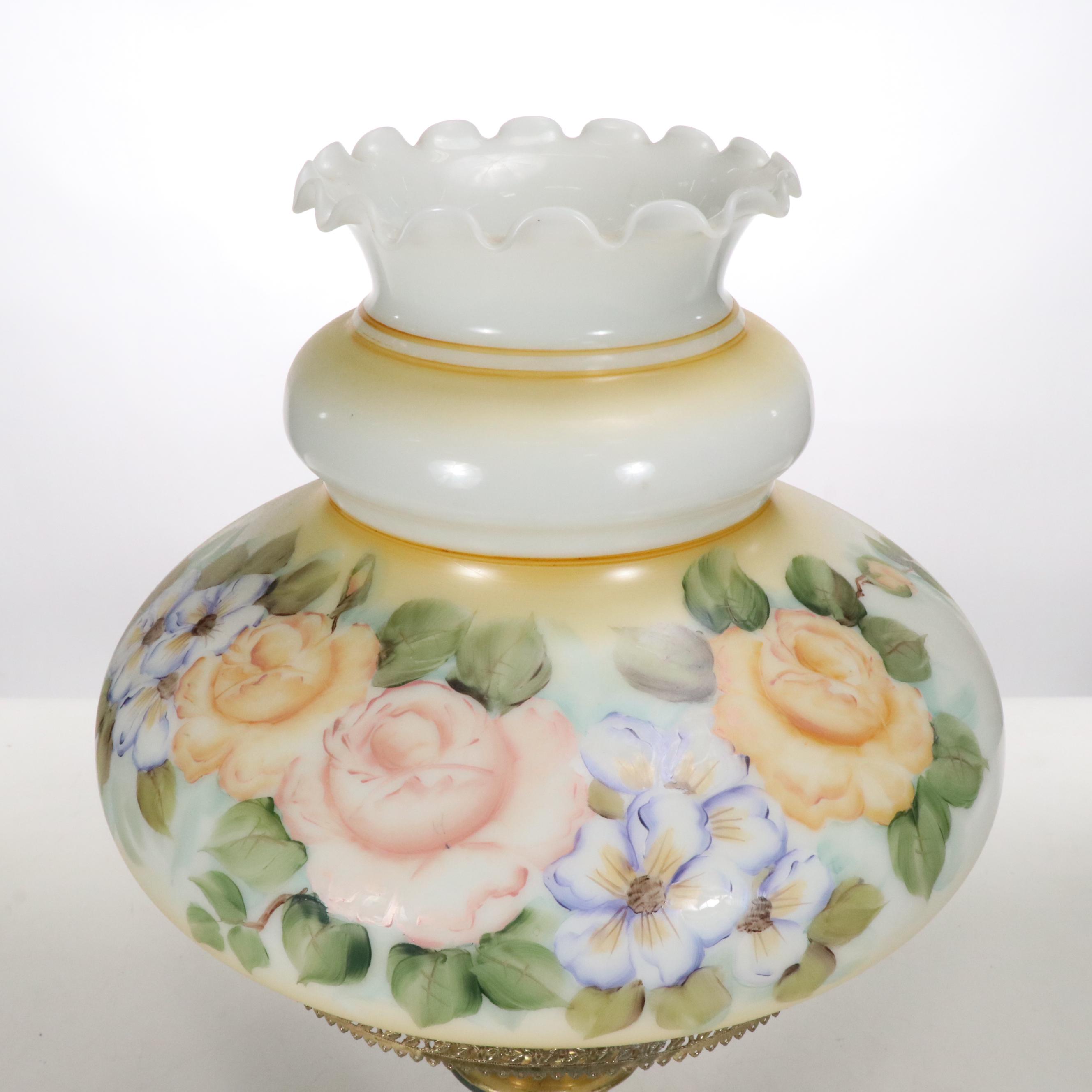 Karen Rogers Hand-Painted Glass Parlor Lamp