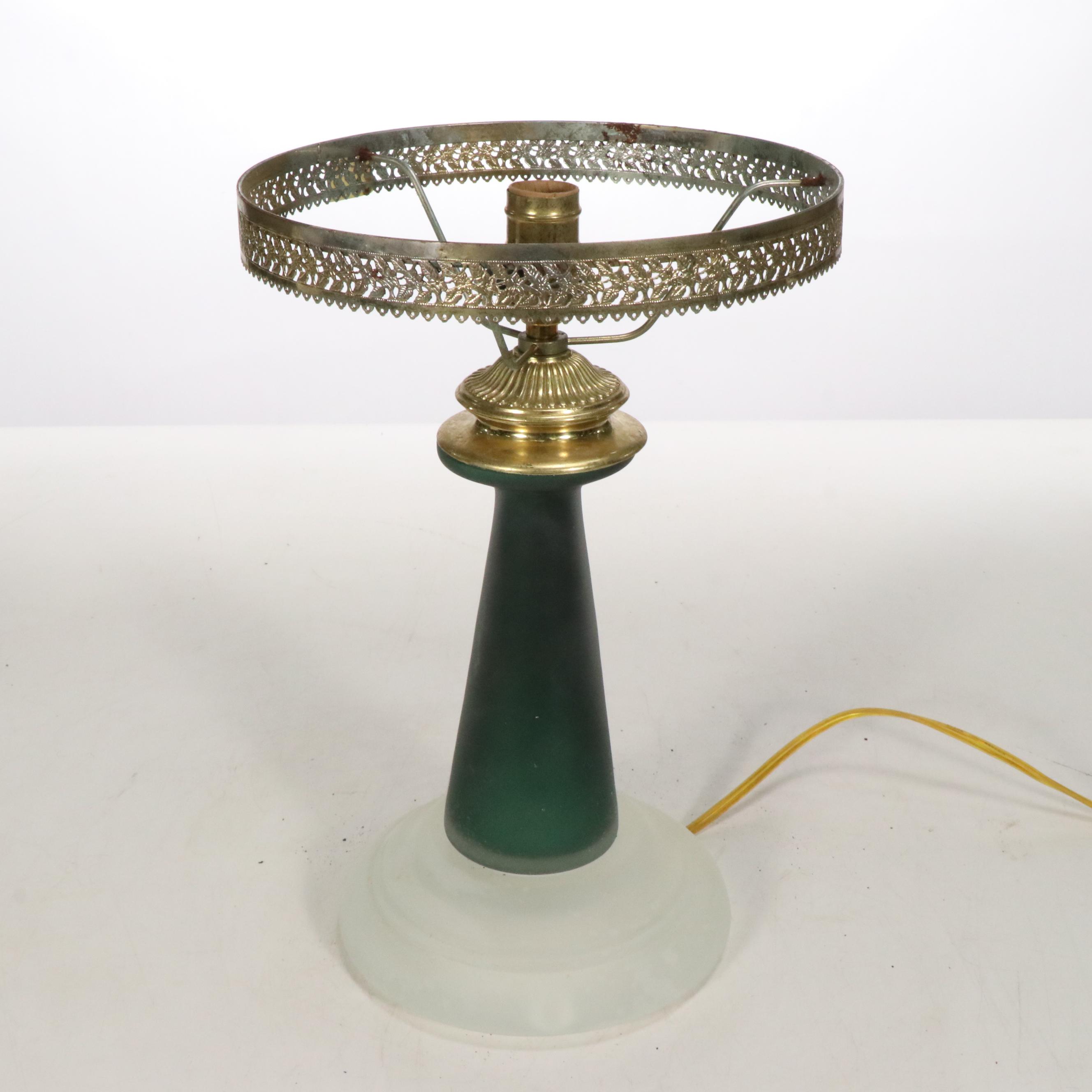 Karen Rogers Hand-Painted Glass Parlor Lamp