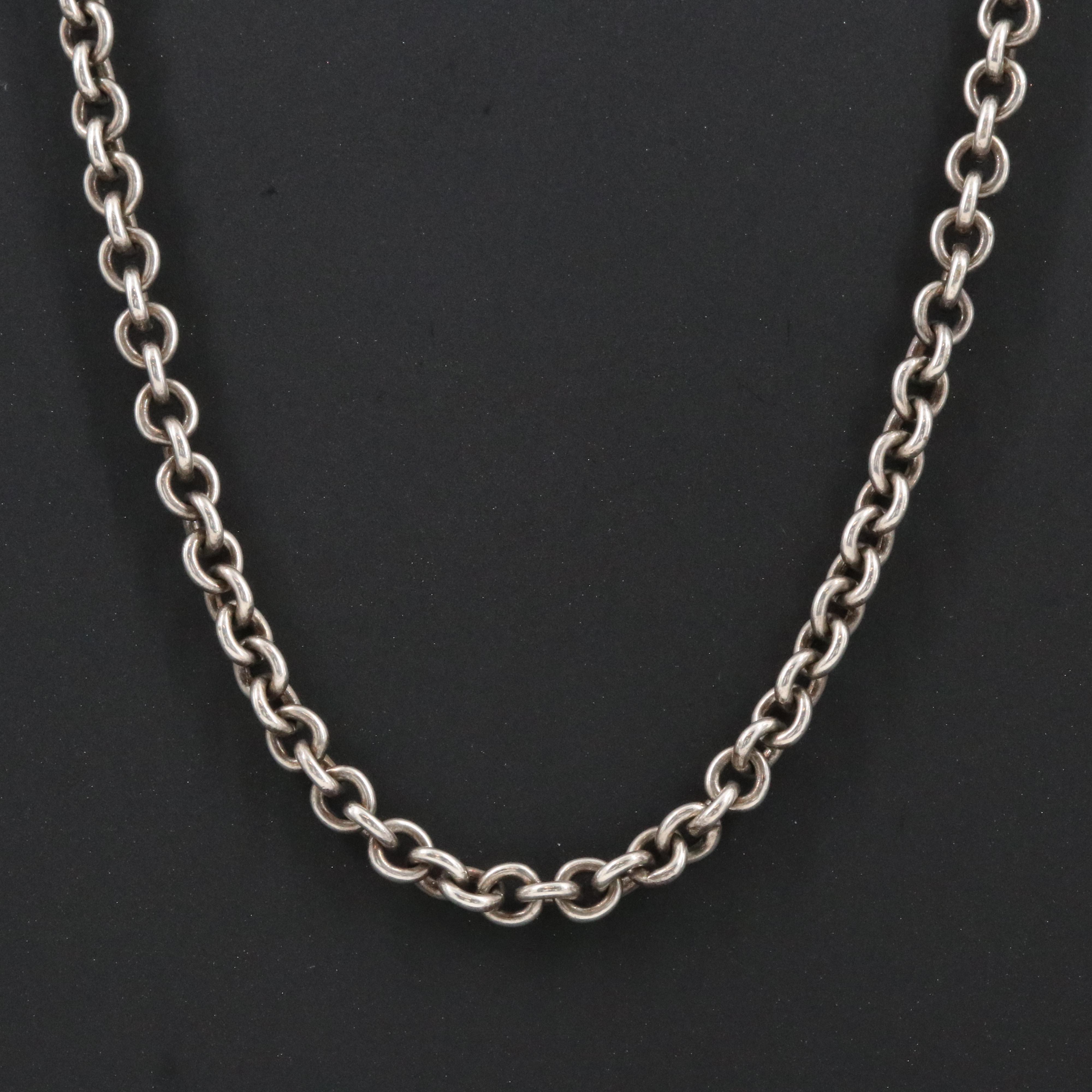 Sheryl Lowe Sterling Rolo Chain Necklace with Diamond Accented Toggle