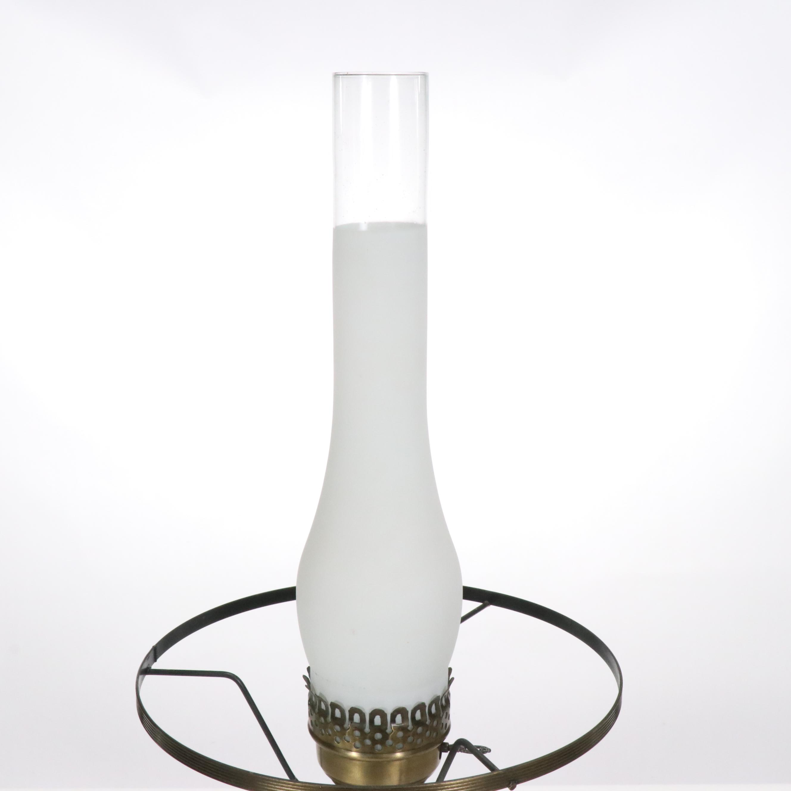 Karen Rogers Hand-Painted Coastal Landscape Glass Parlor Lamp