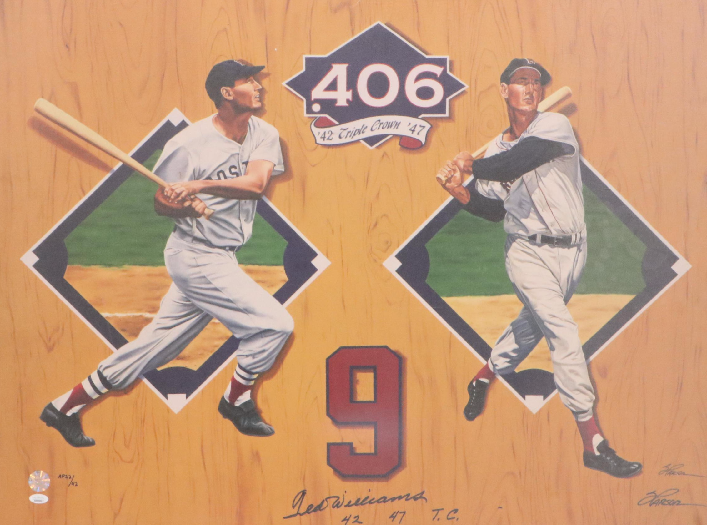 Tew Williams Signed "42 47 T.C." Limited Edition Triple Crown Canvas Print, JSA