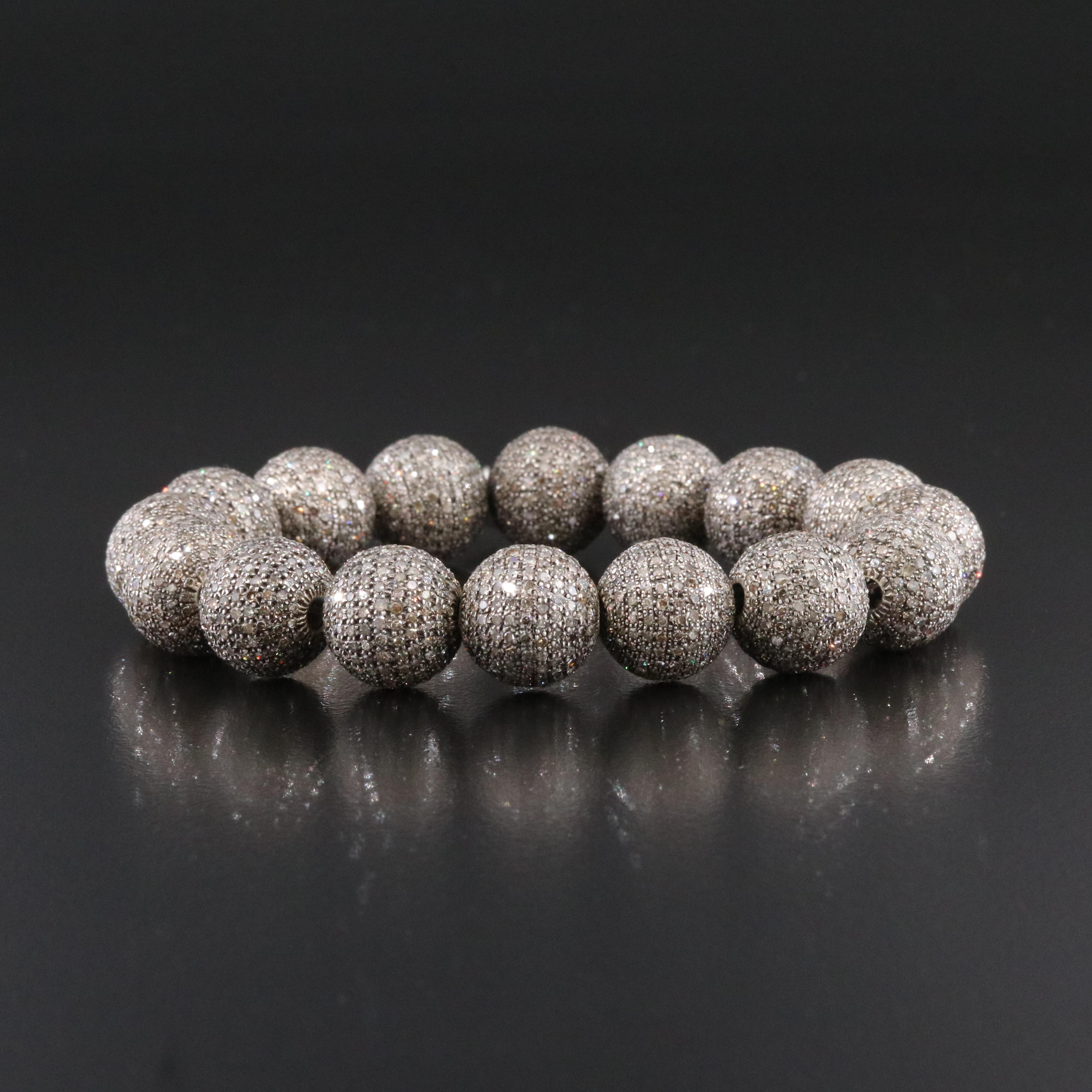Sheryl Lowe Sterling Pavé Diamond Bead Bracelet