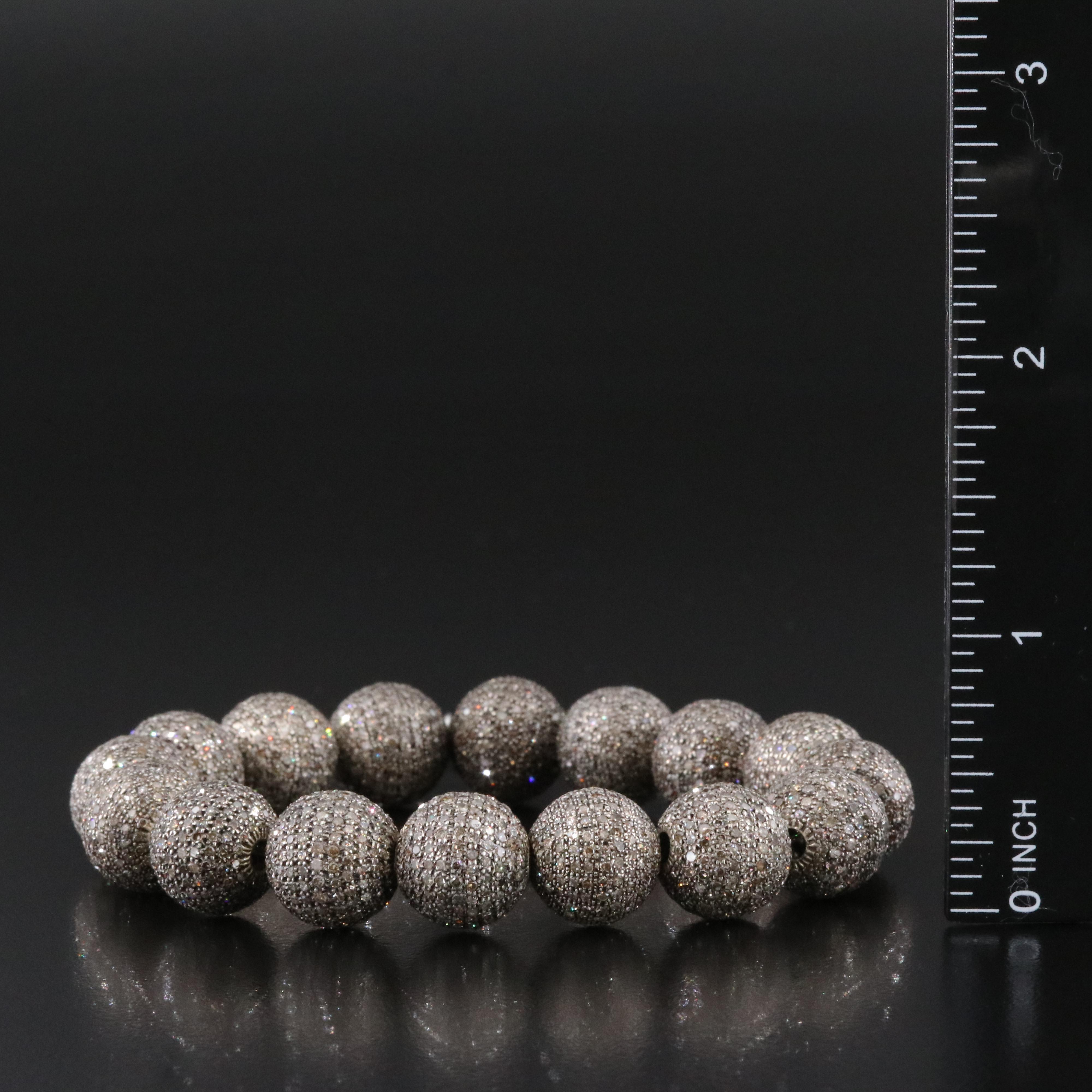 Sheryl Lowe Sterling Pavé Diamond Bead Bracelet
