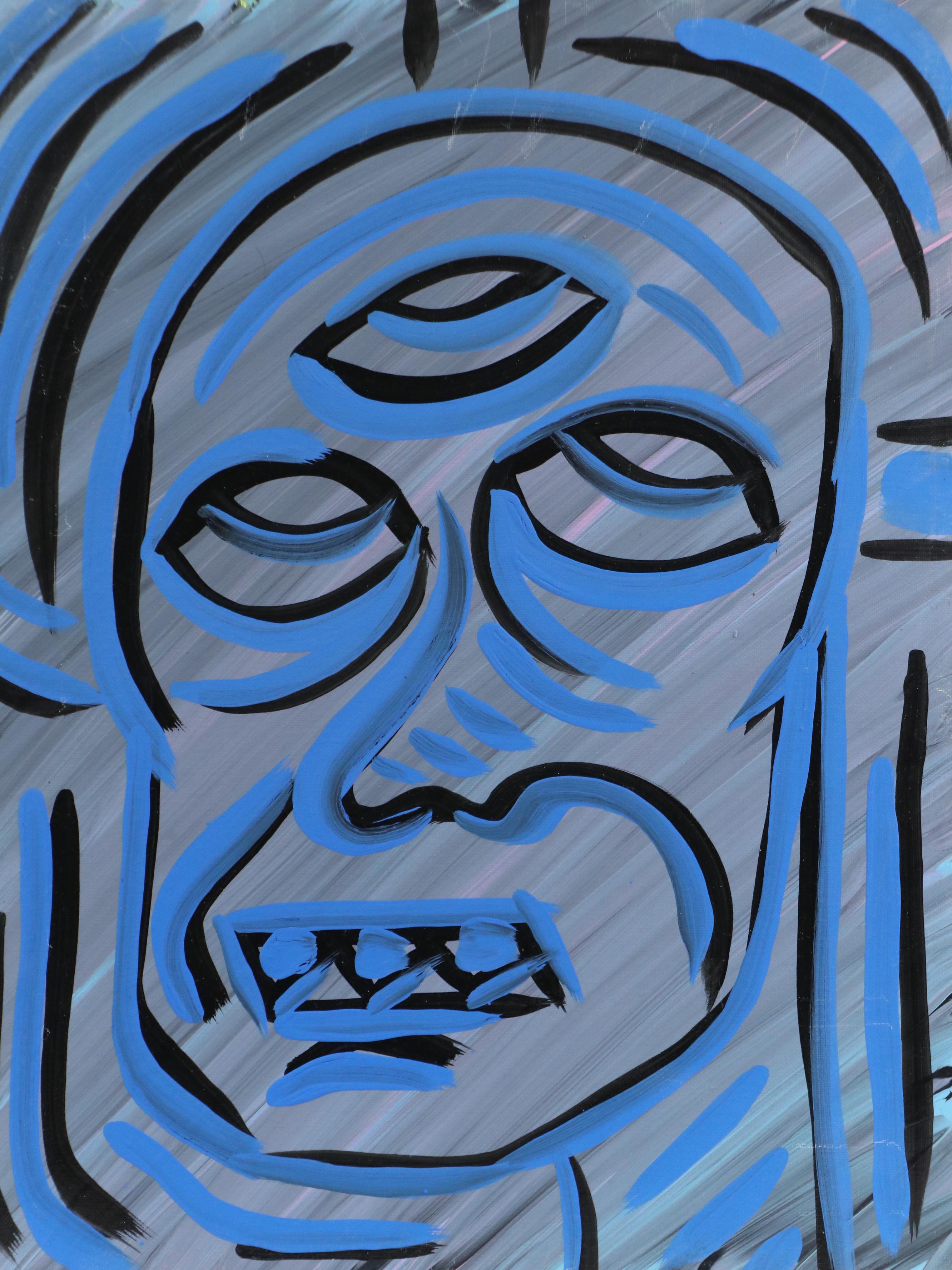 Bryson C. Abstract Face Acrylic Painting, Circa 2025