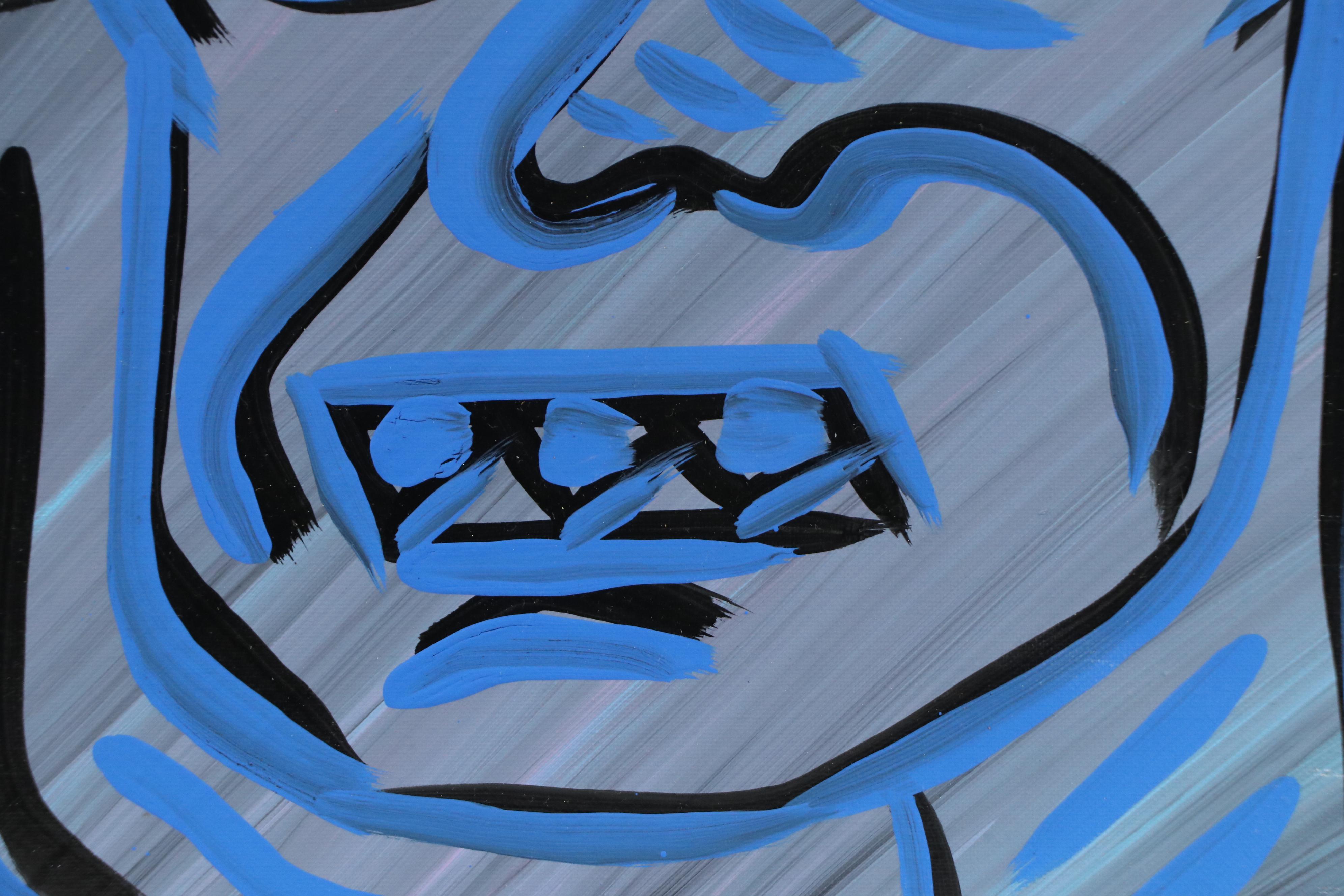 Bryson C. Abstract Face Acrylic Painting, Circa 2025