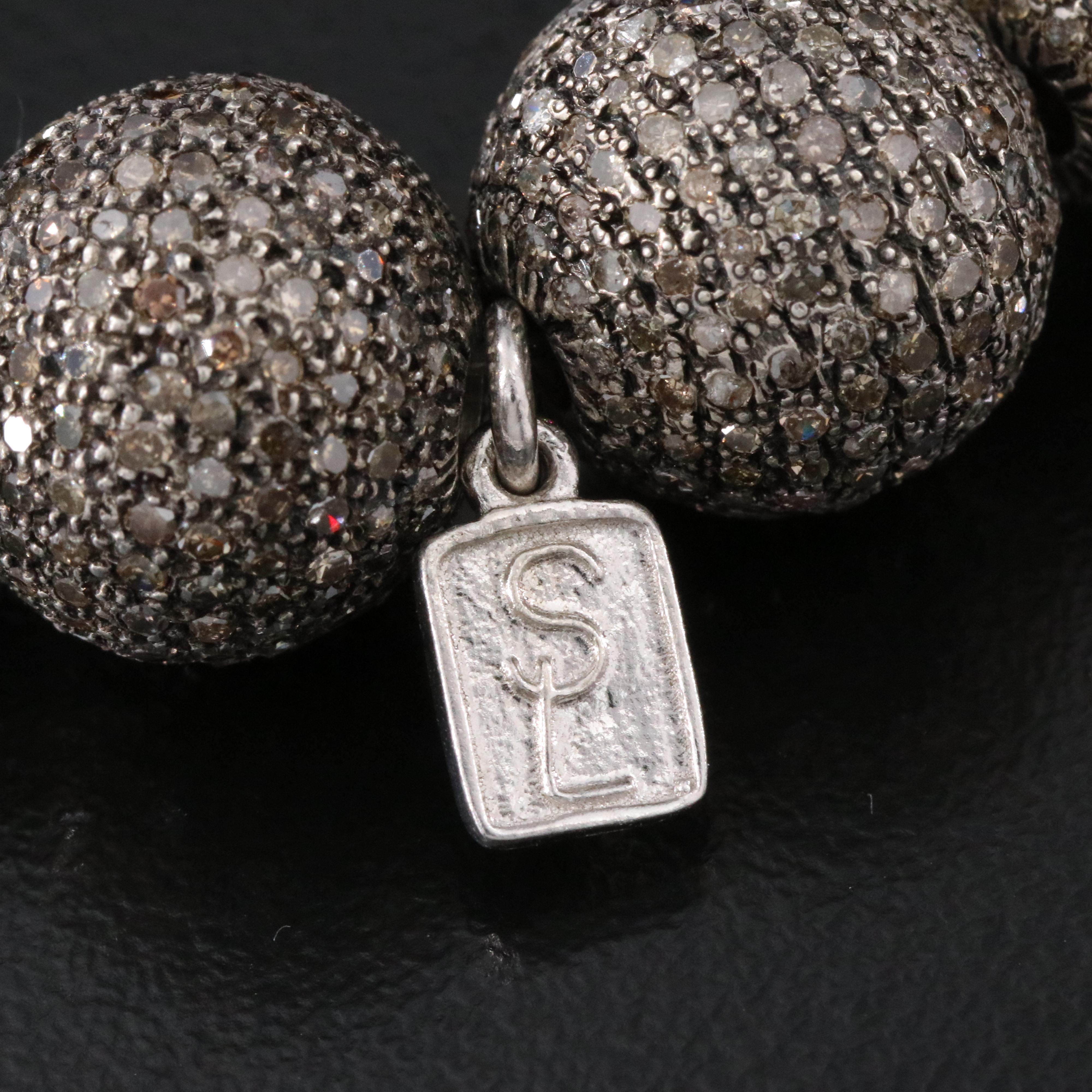 Sheryl Lowe Sterling Pavé Diamond Bead Bracelet