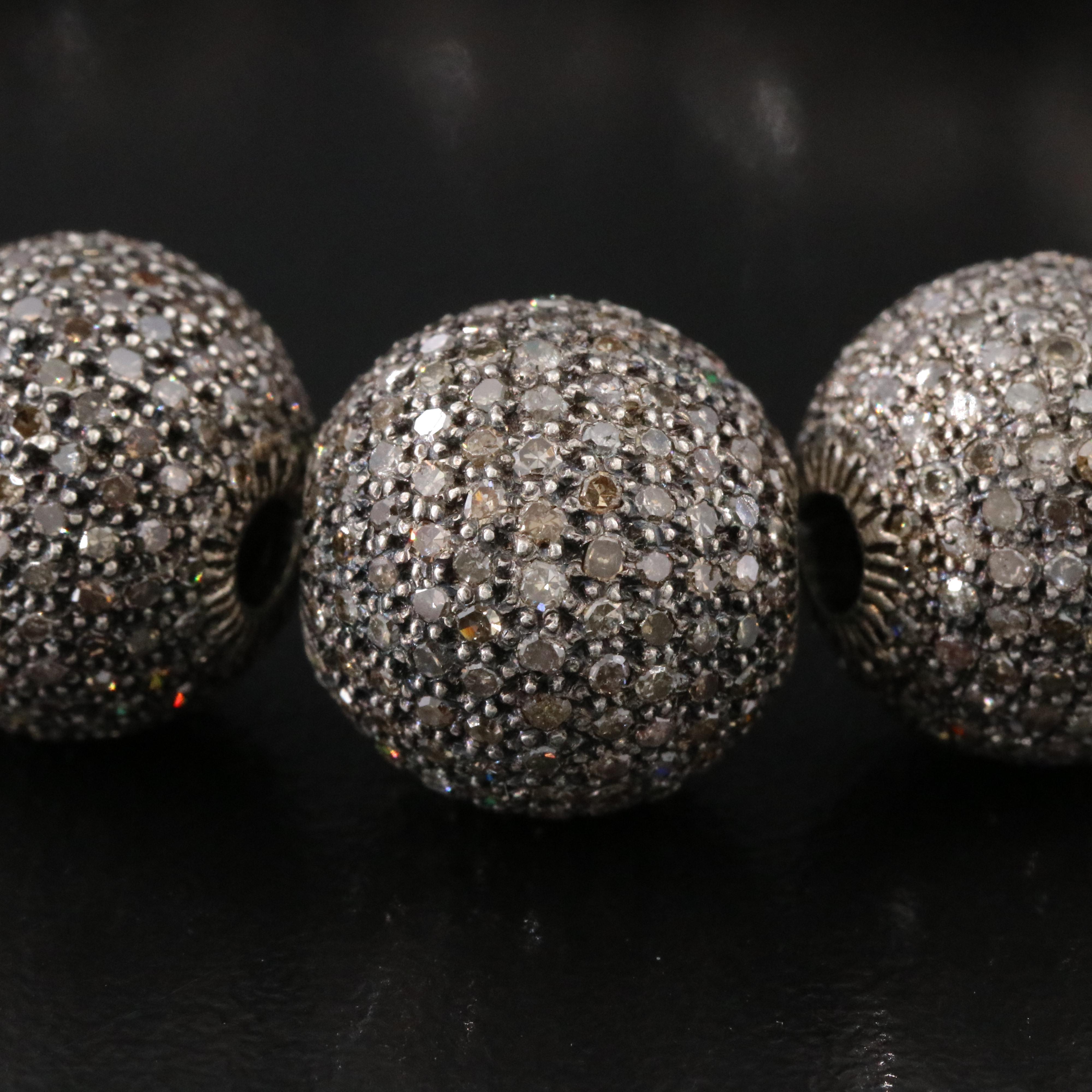 Sheryl Lowe Sterling Pavé Diamond Bead Bracelet