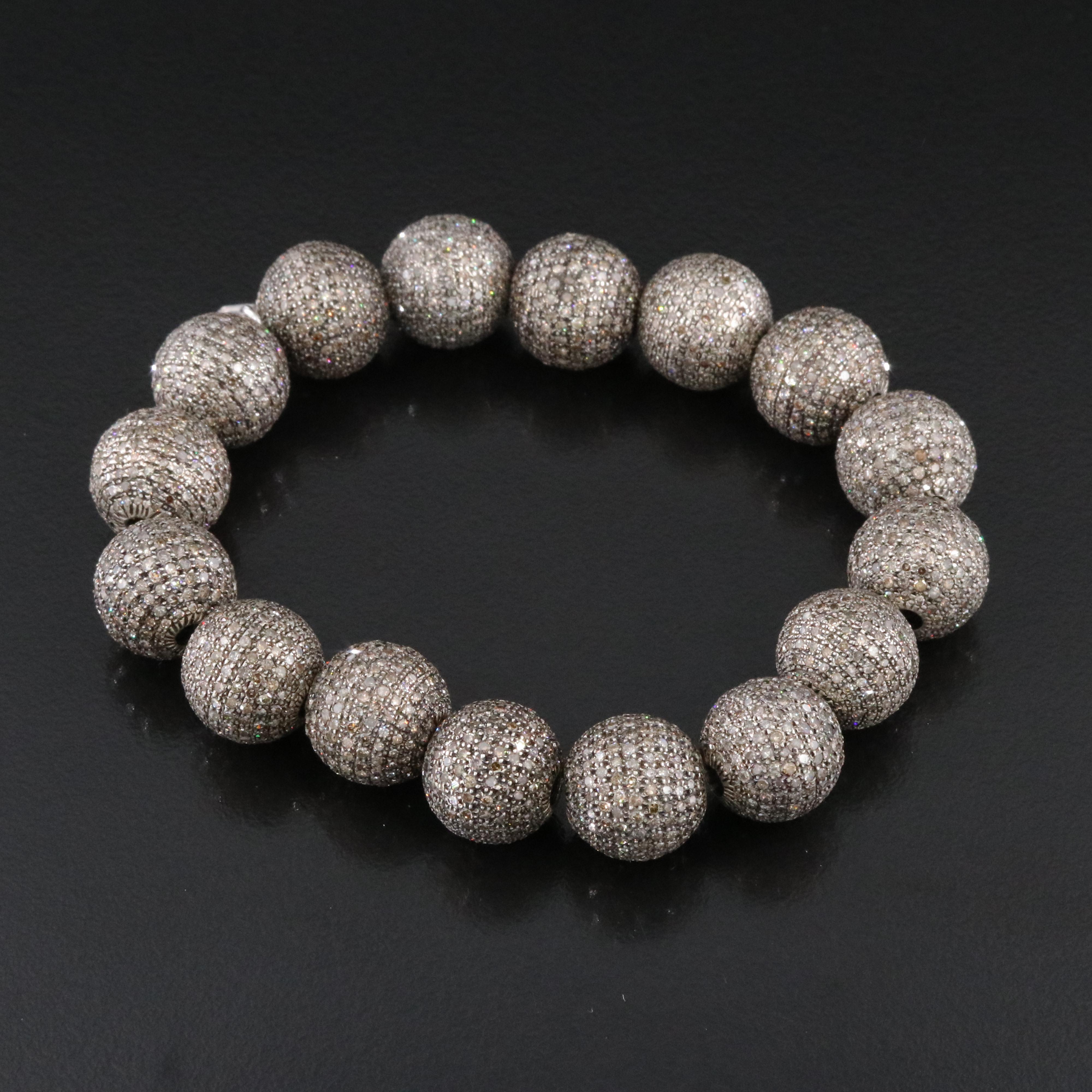 Sheryl Lowe Sterling Pavé Diamond Bead Bracelet
