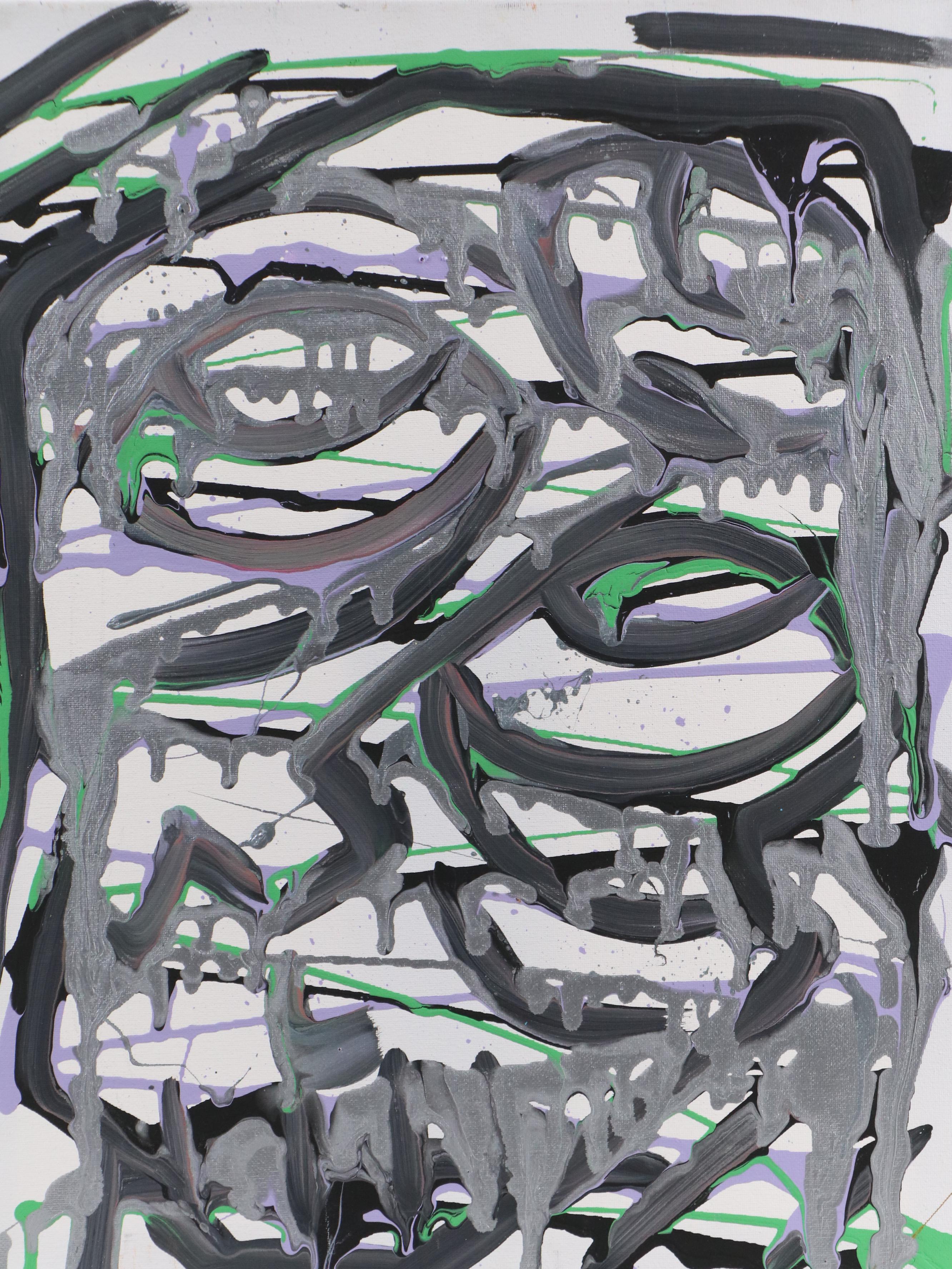 Bryson C. Abstract Face Acrylic Painting, Circa 2025