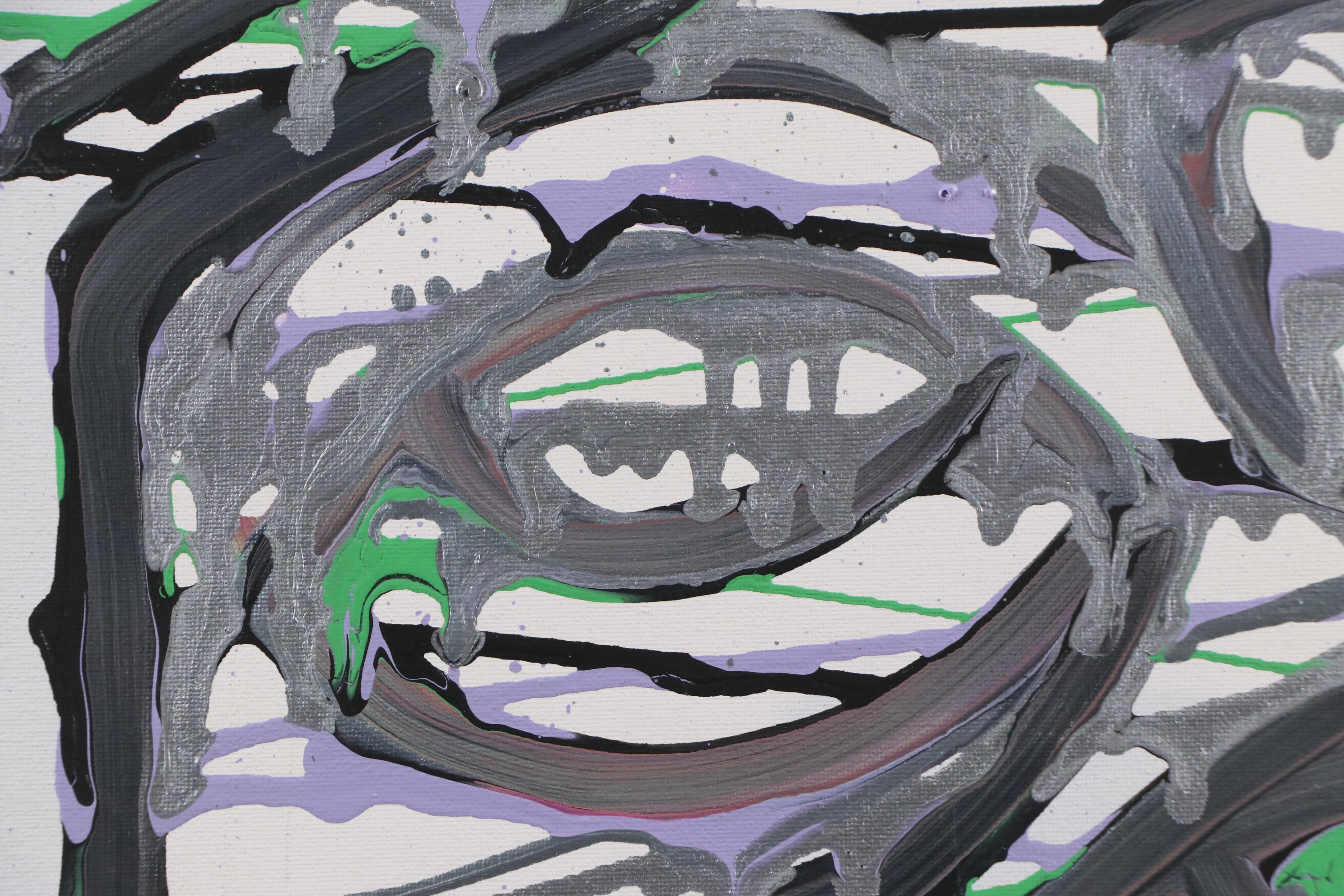 Bryson C. Abstract Face Acrylic Painting, Circa 2025