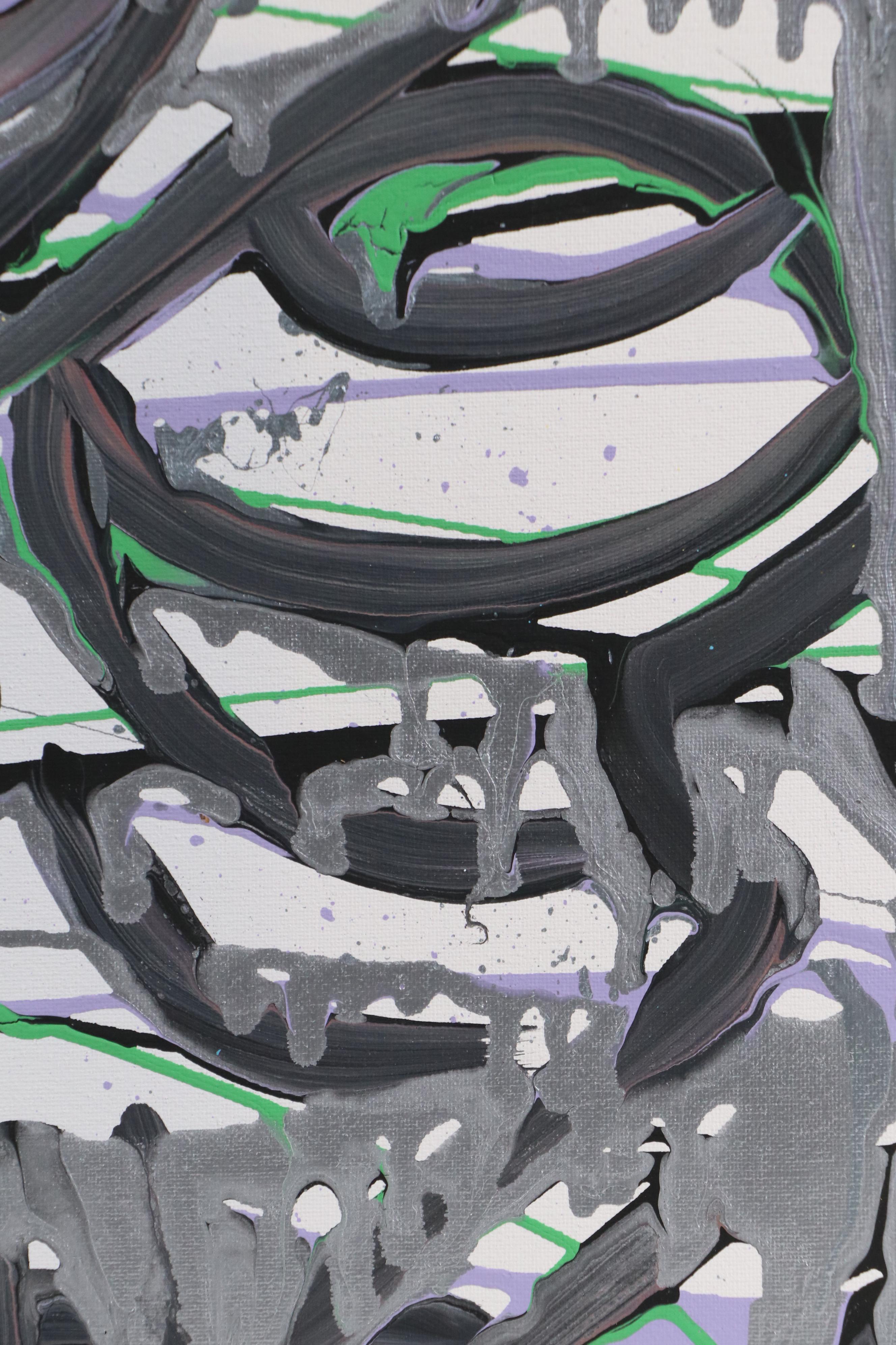 Bryson C. Abstract Face Acrylic Painting, Circa 2025