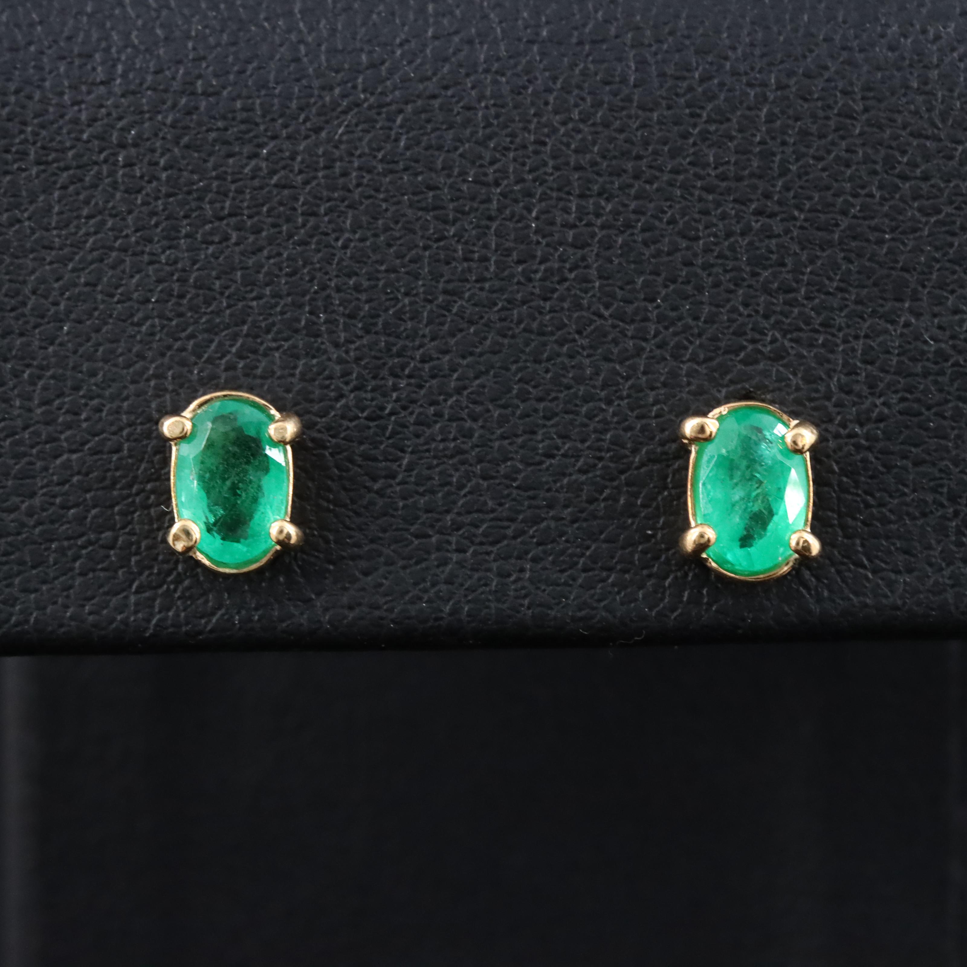 Sterling Emerald Stud Earrings