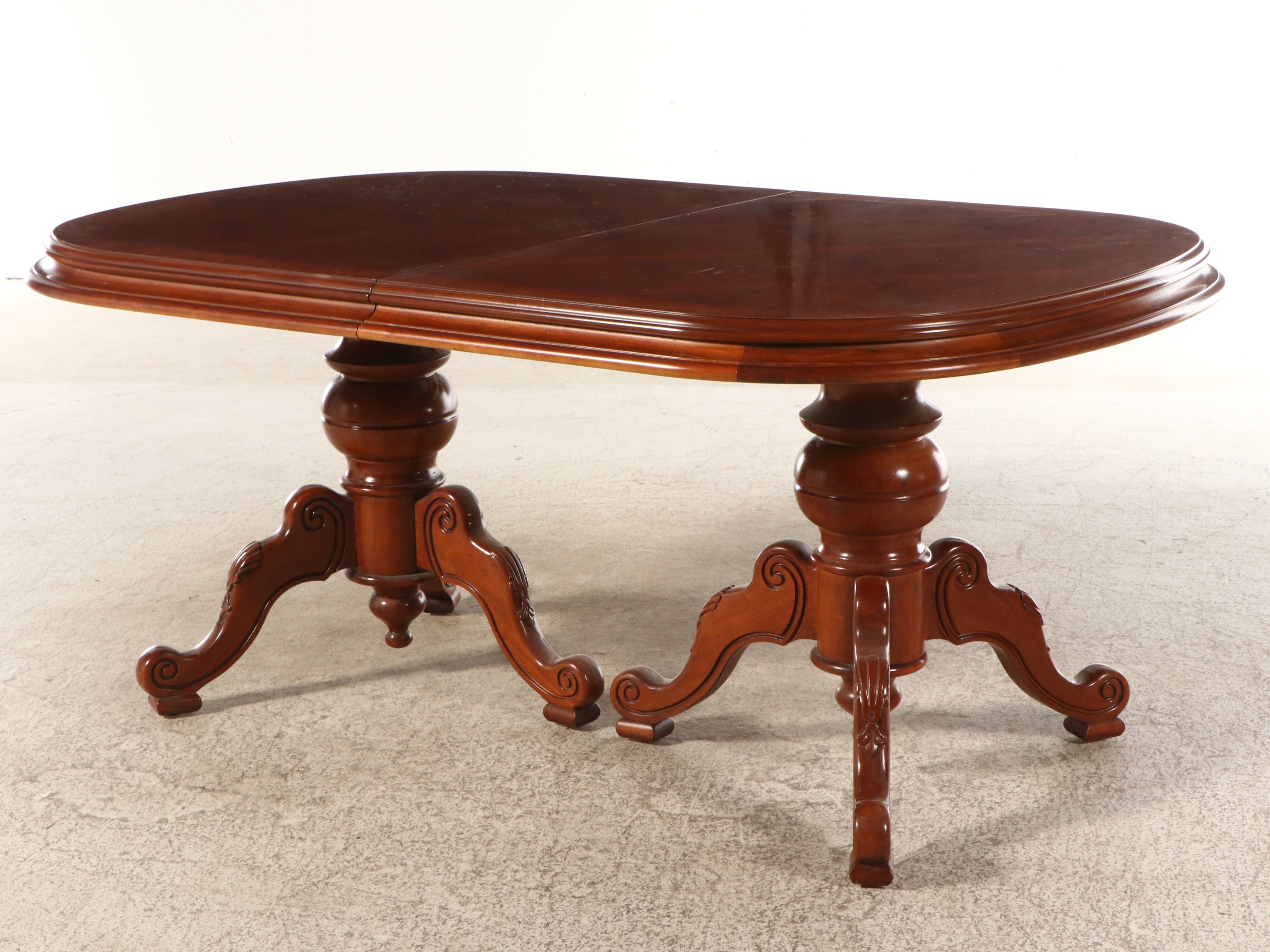 Seven Piece Chippendale Style Mahogany Finish Dining Set with Henry Link Chairs