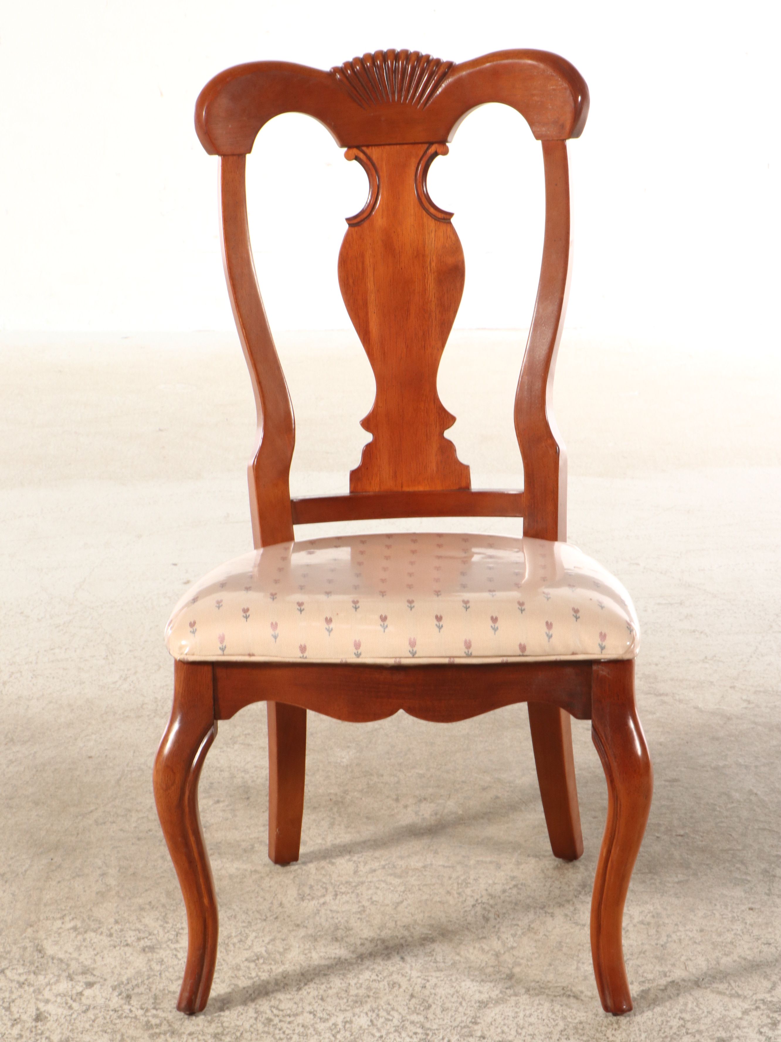 Seven Piece Chippendale Style Mahogany Finish Dining Set with Henry Link Chairs