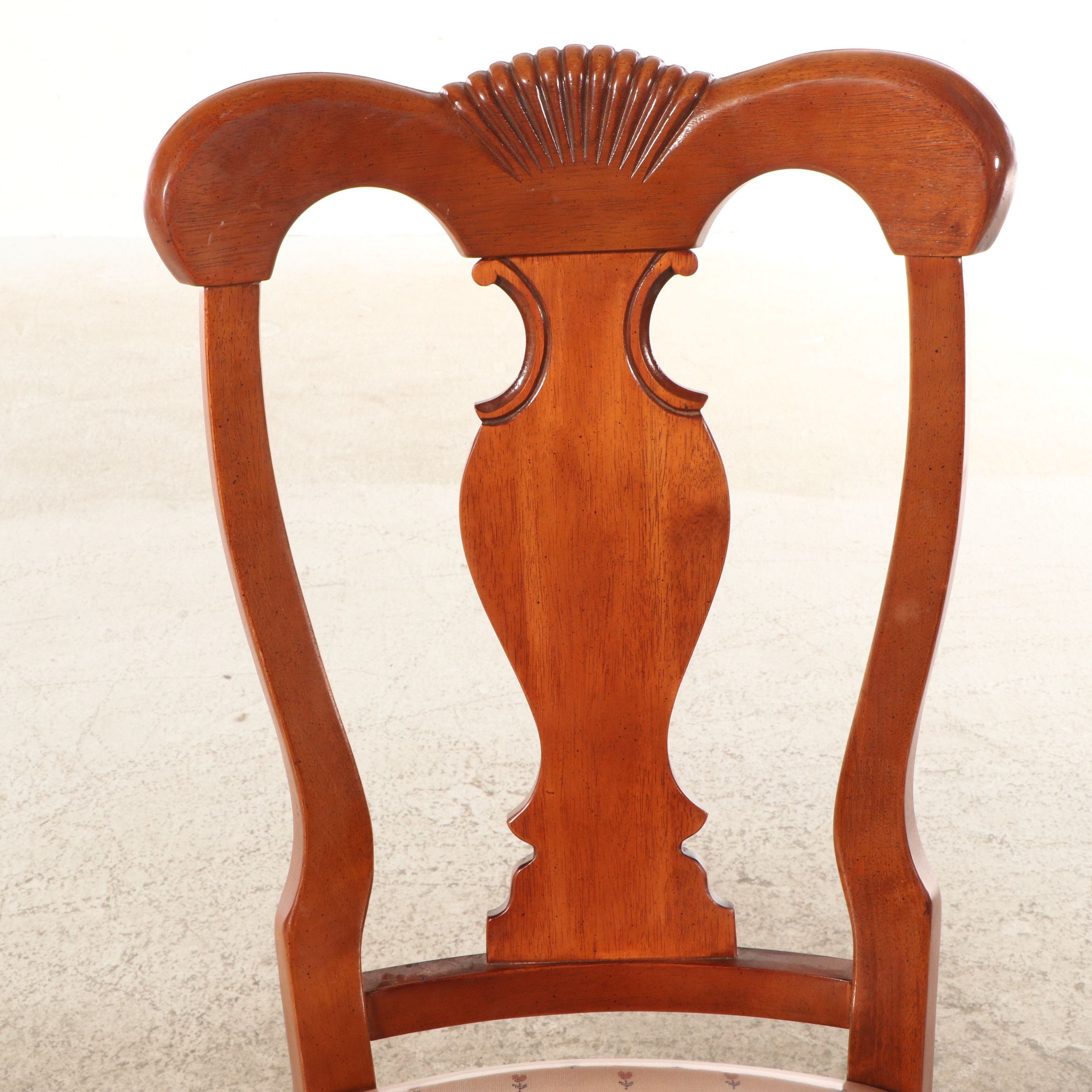 Seven Piece Chippendale Style Mahogany Finish Dining Set with Henry Link Chairs