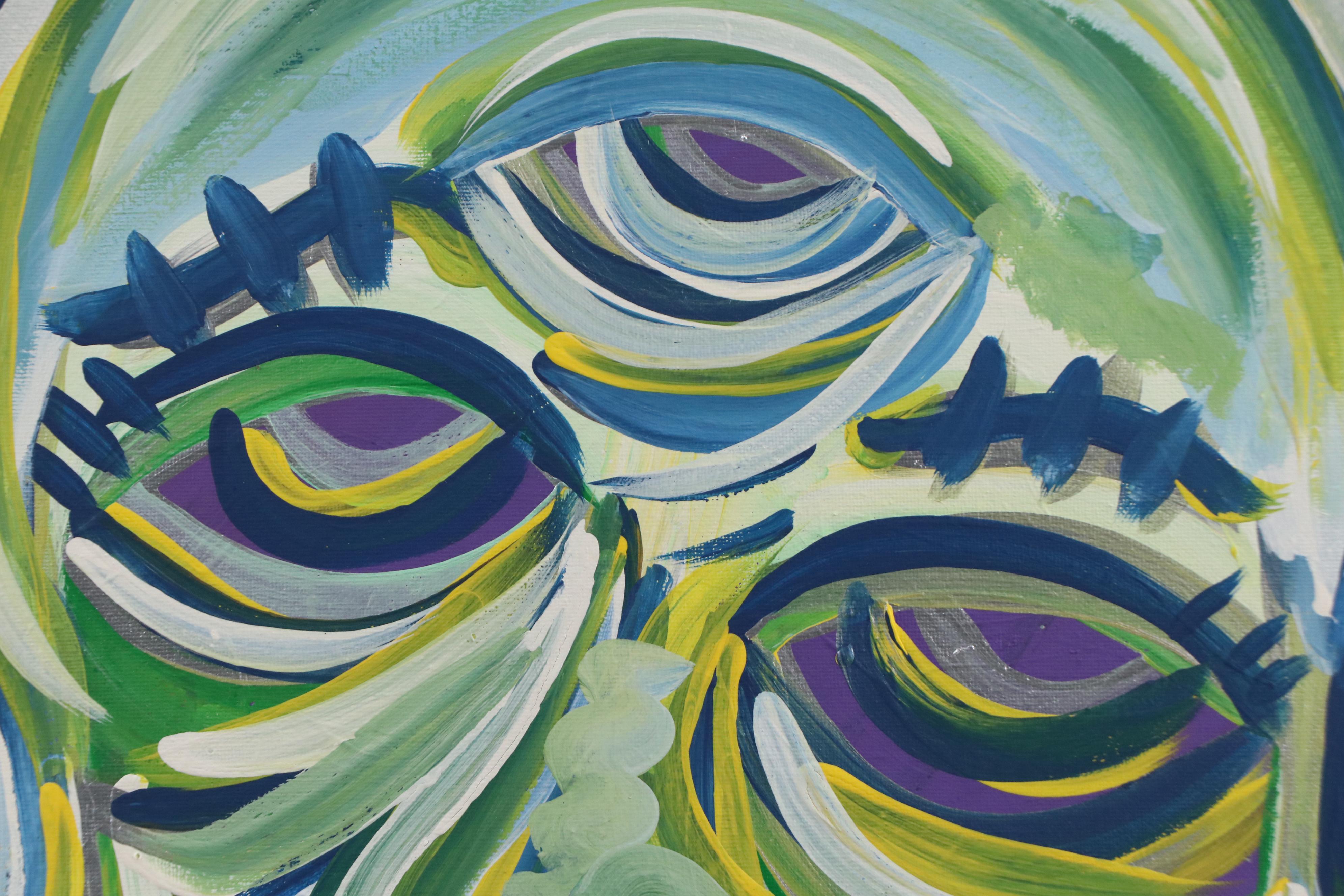 Bryson C. Abstract Face Acrylic Painting, Circa 2025