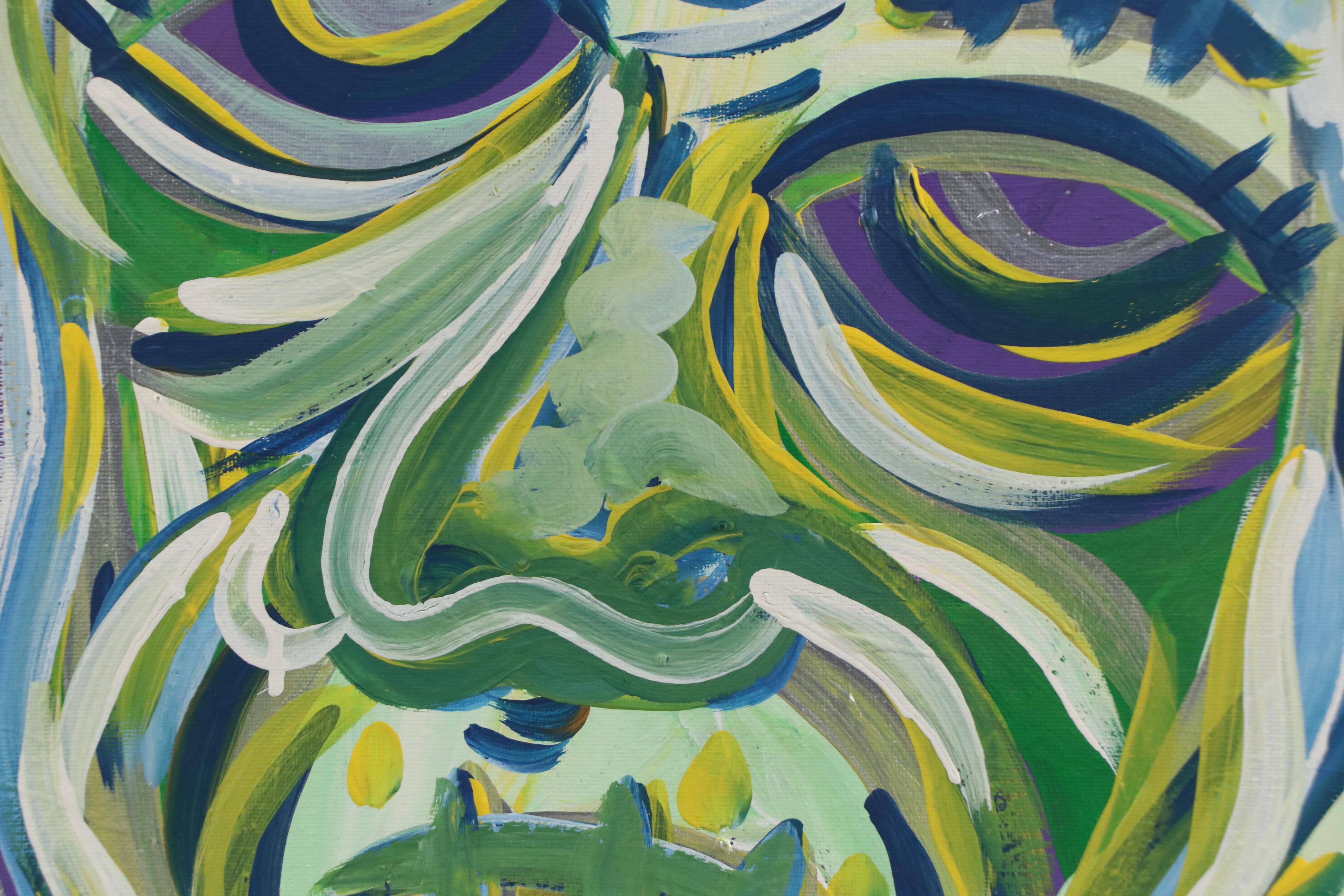 Bryson C. Abstract Face Acrylic Painting, Circa 2025