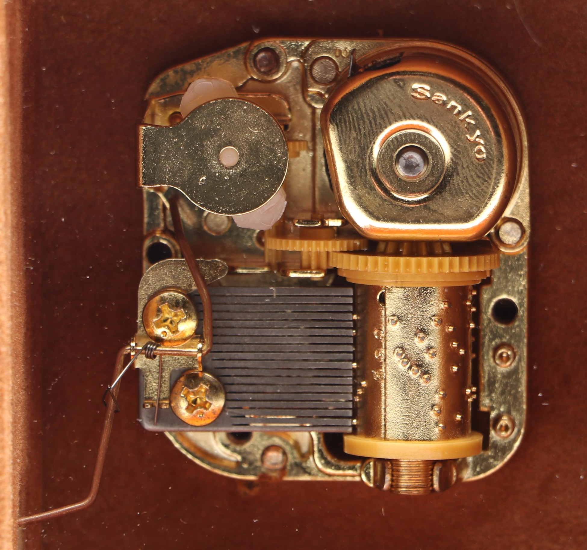 Italian "Somewhere In Time" Inlaid Wooden Music Box, Late 20th Century