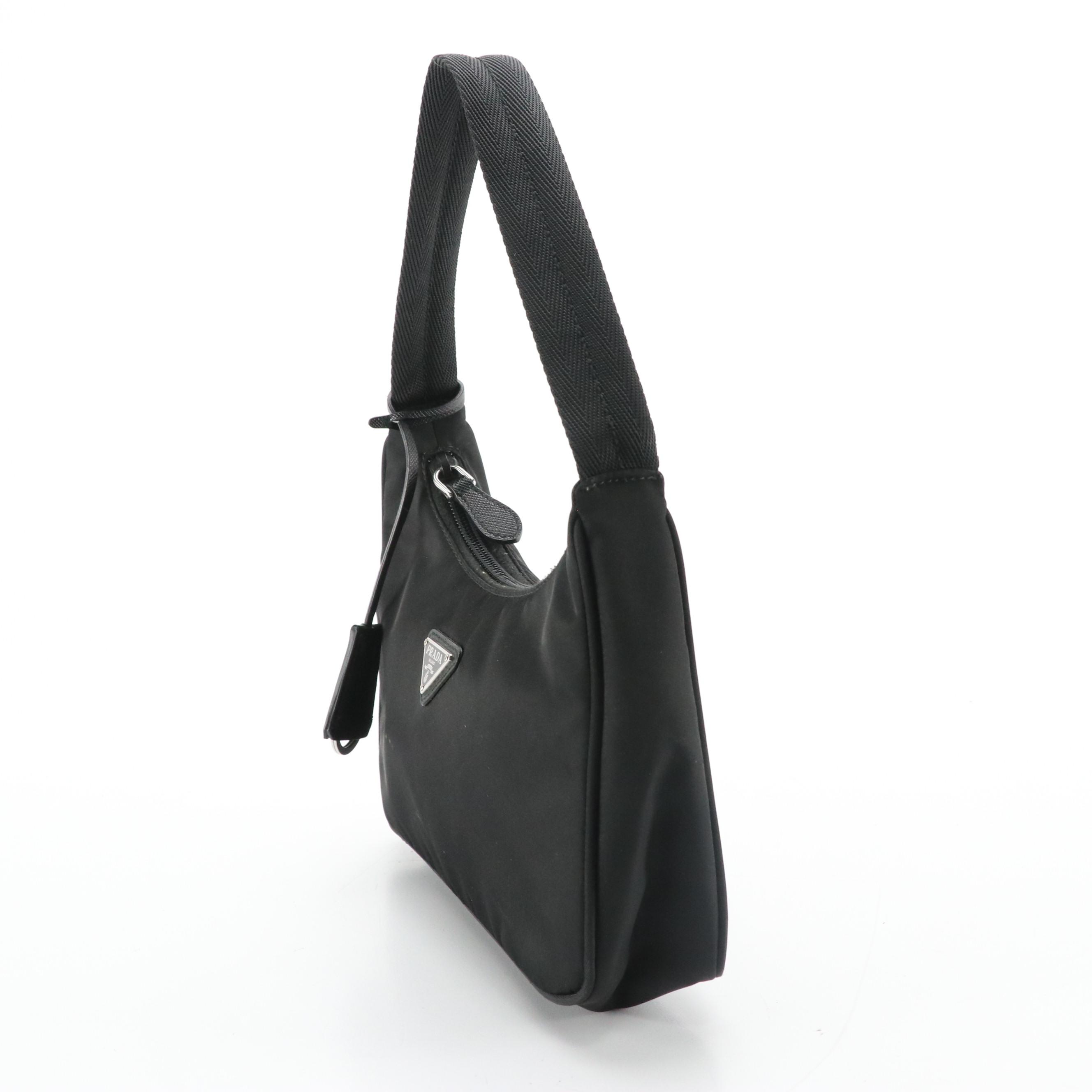 Prada Re-Edition 2000 Shoulder Bag in Black Re-Nylon with Saffiano Leather