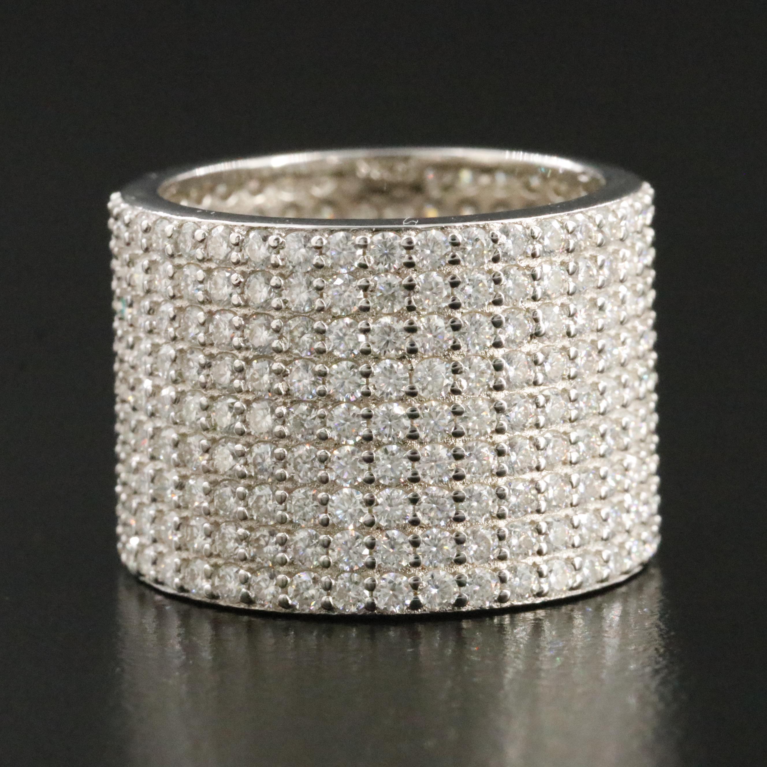 Sterling Moissanite Eternity Cigar Band