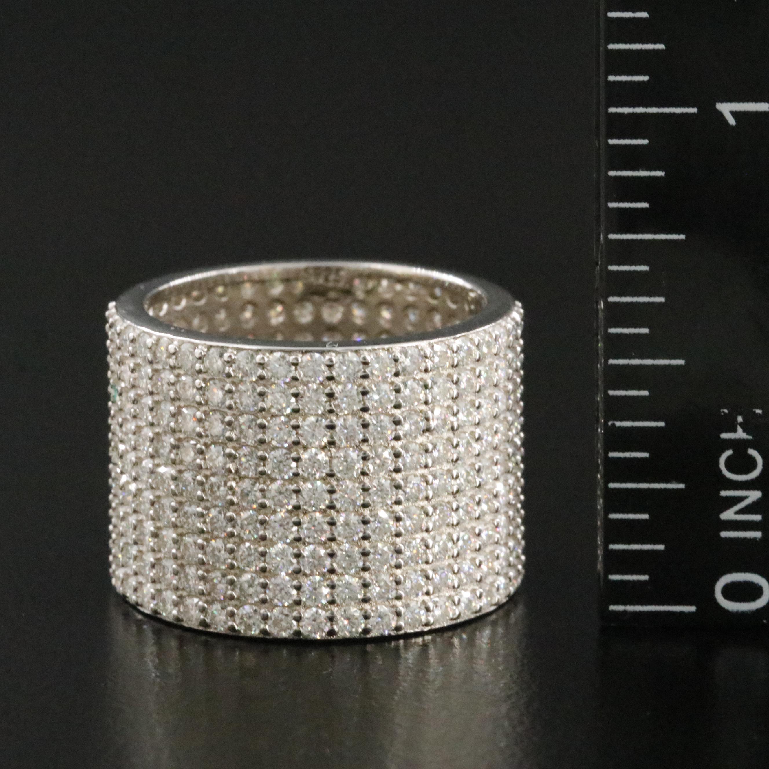 Sterling Moissanite Eternity Cigar Band