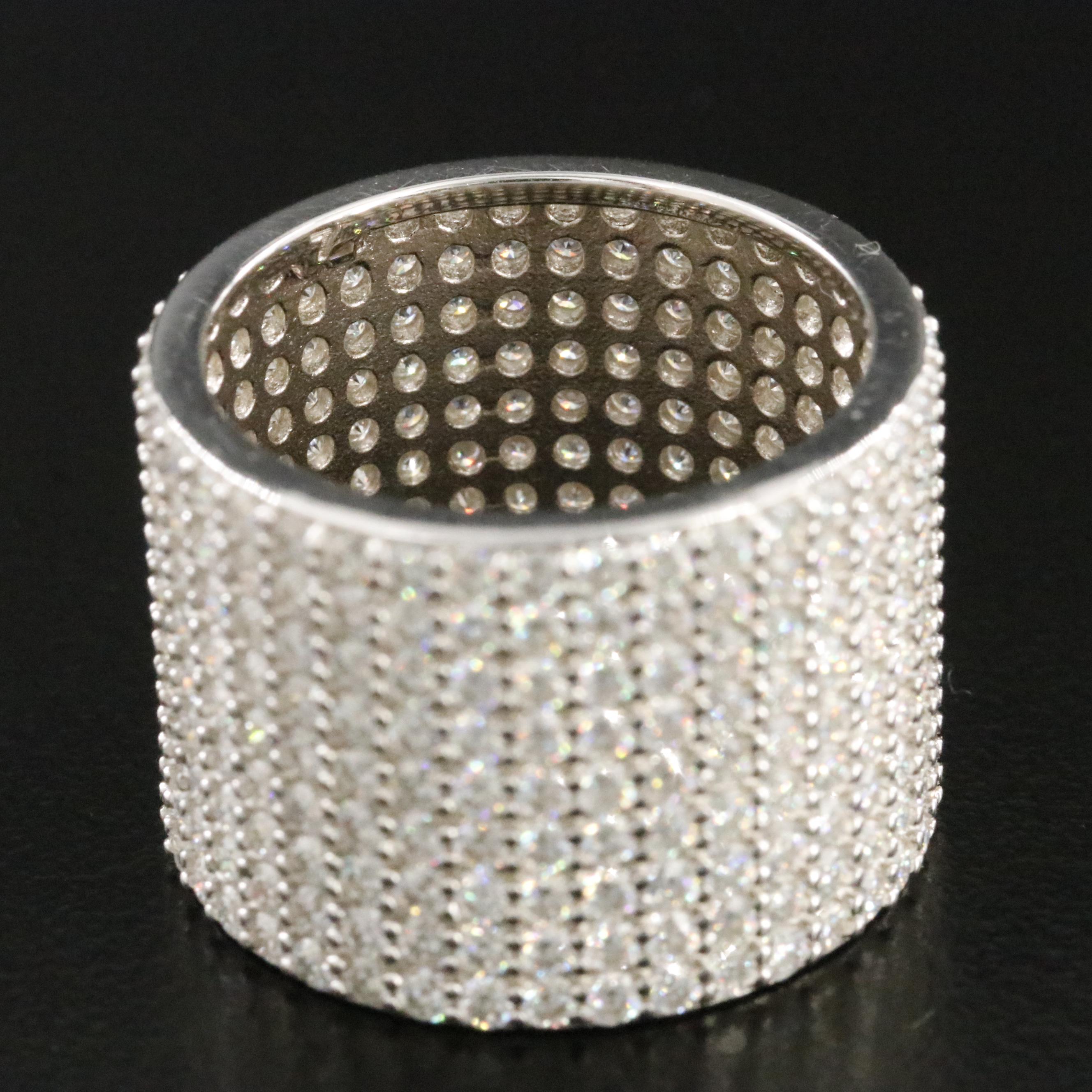 Sterling Moissanite Eternity Cigar Band