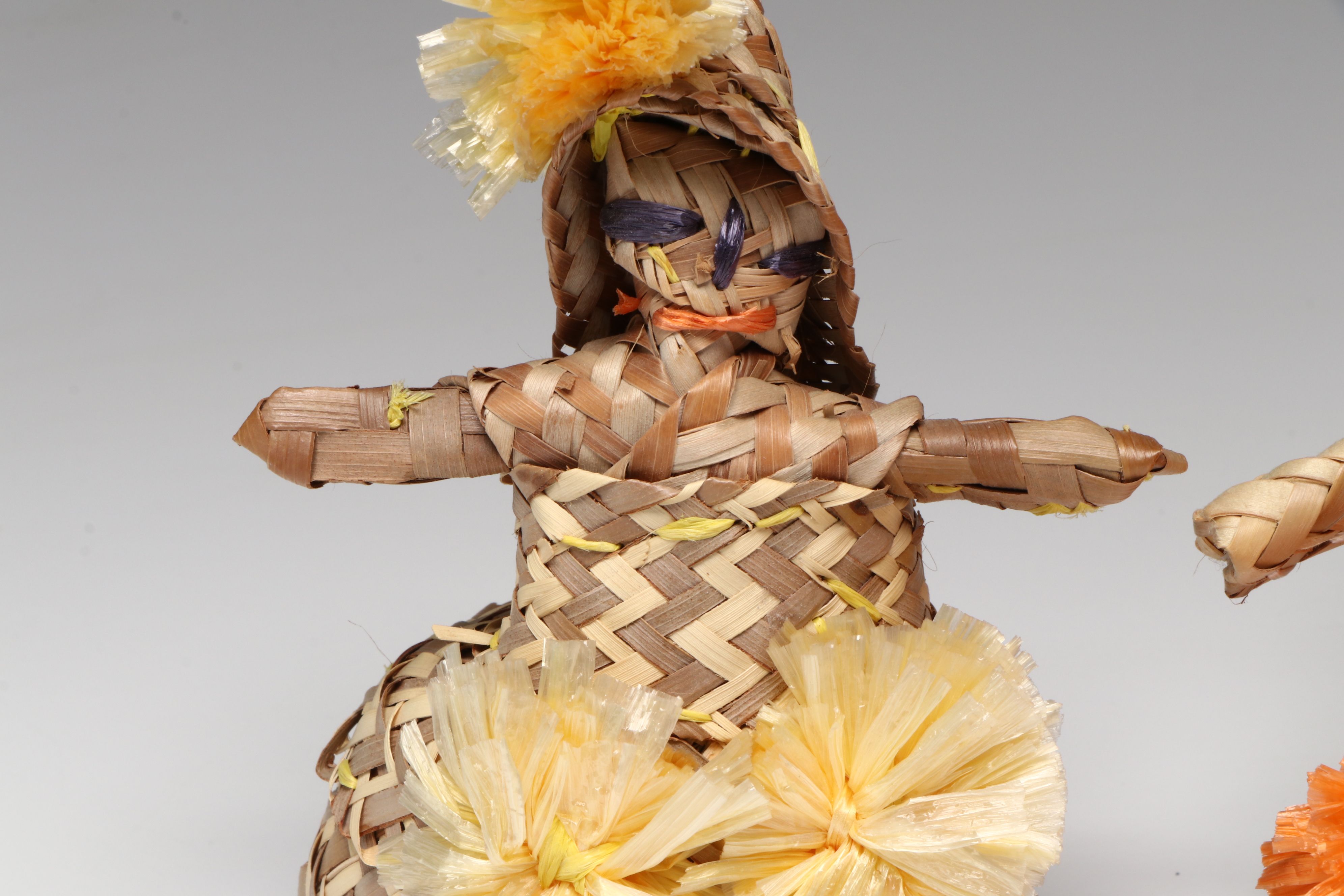 Louise McPhee with Other Bahamian Silver Palm and Raffia Basketry Dolls