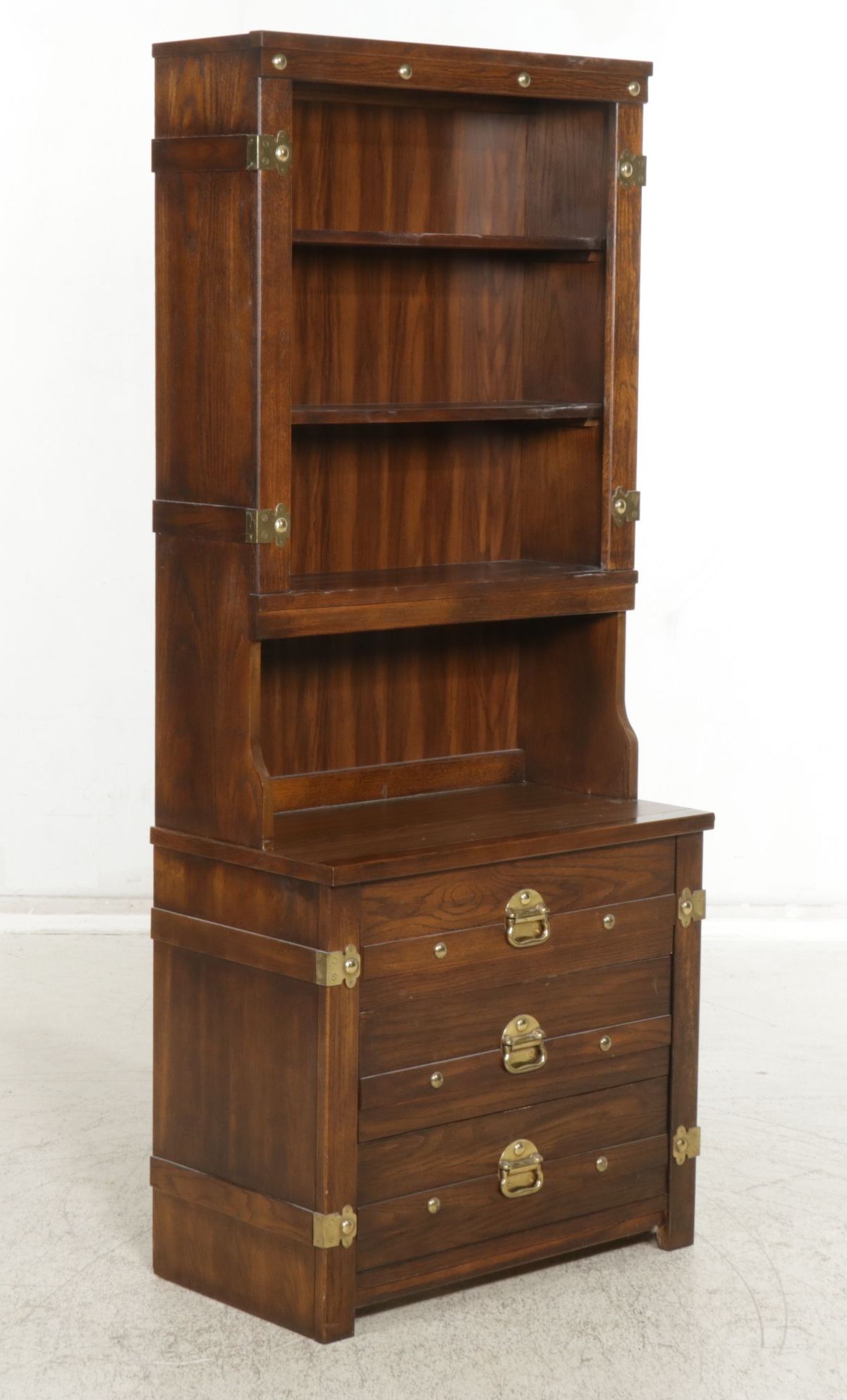 Glick's Furniture Oak Commode and Bookcase Hutch, Late 20th Century