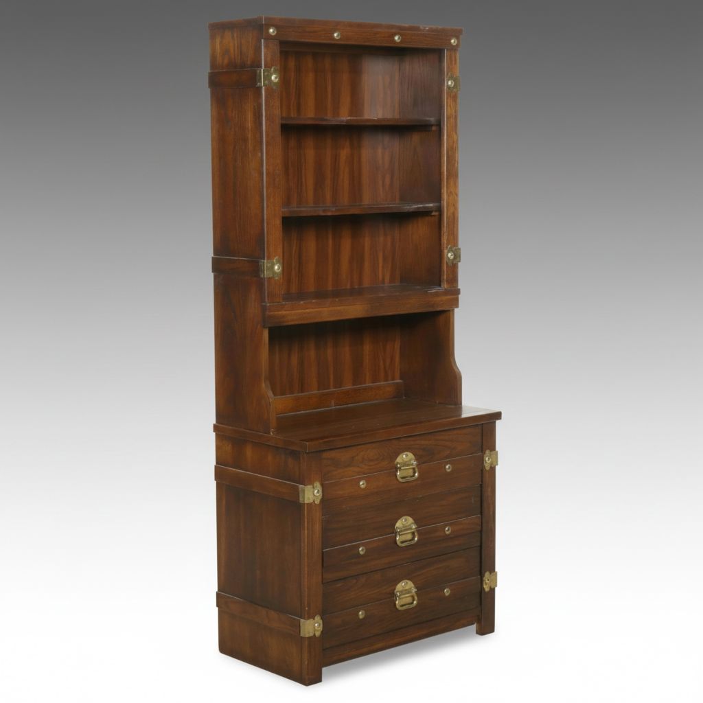 Glick's Furniture Oak Commode and Bookcase Hutch, Late 20th Century