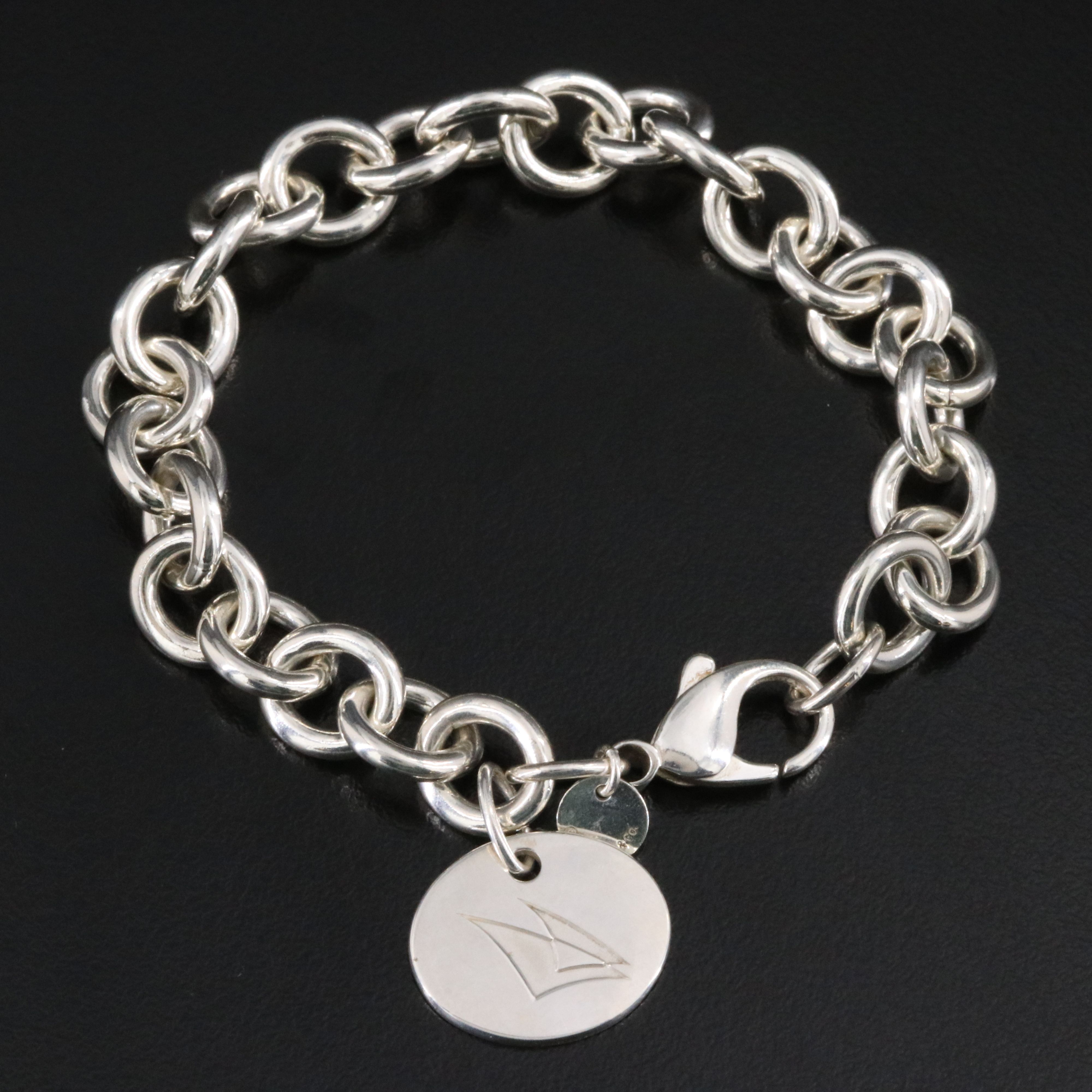 Tiffany & Co. Sterling Corporate Logo Oval Tag Charm Bracelet