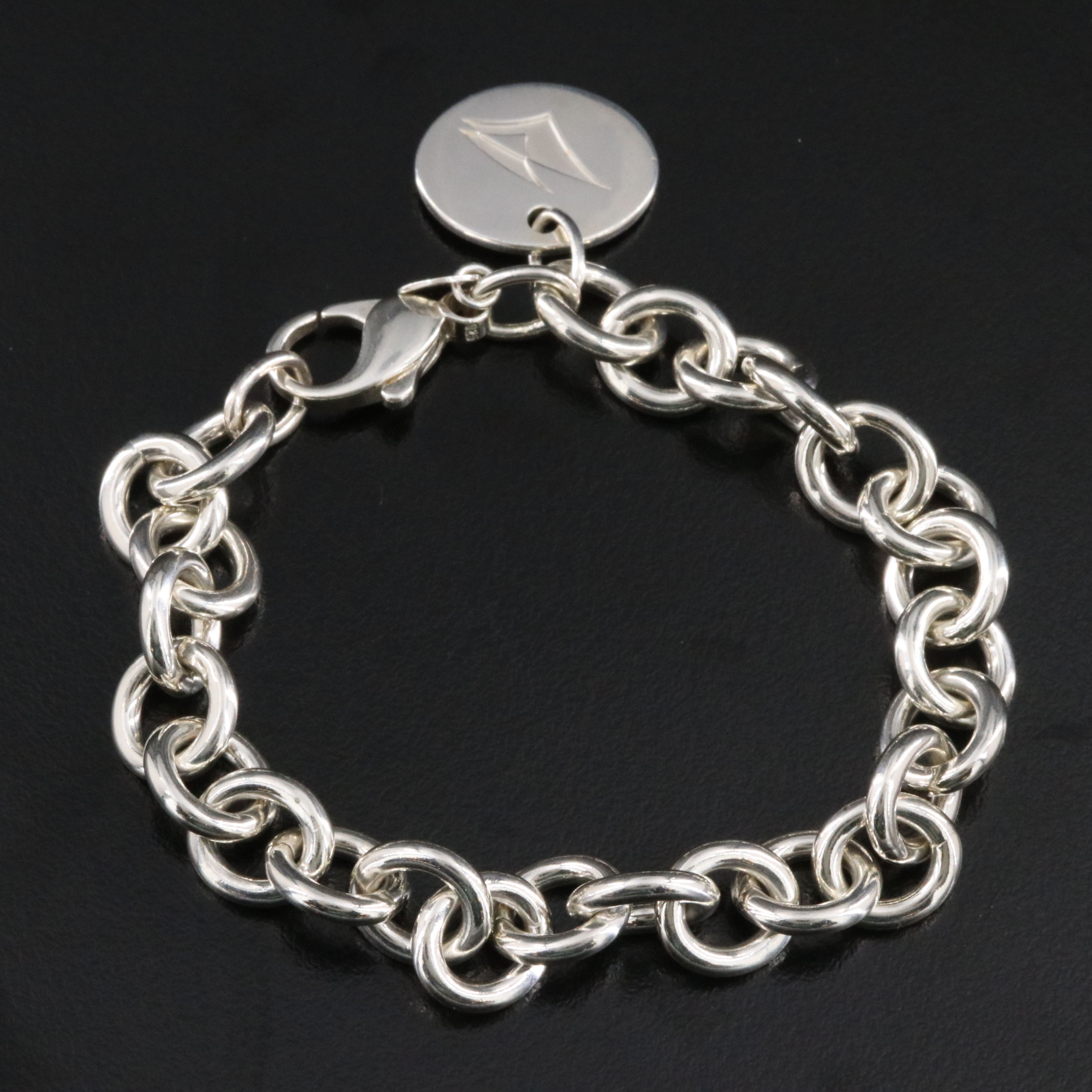 Tiffany & Co. Sterling Corporate Logo Oval Tag Charm Bracelet