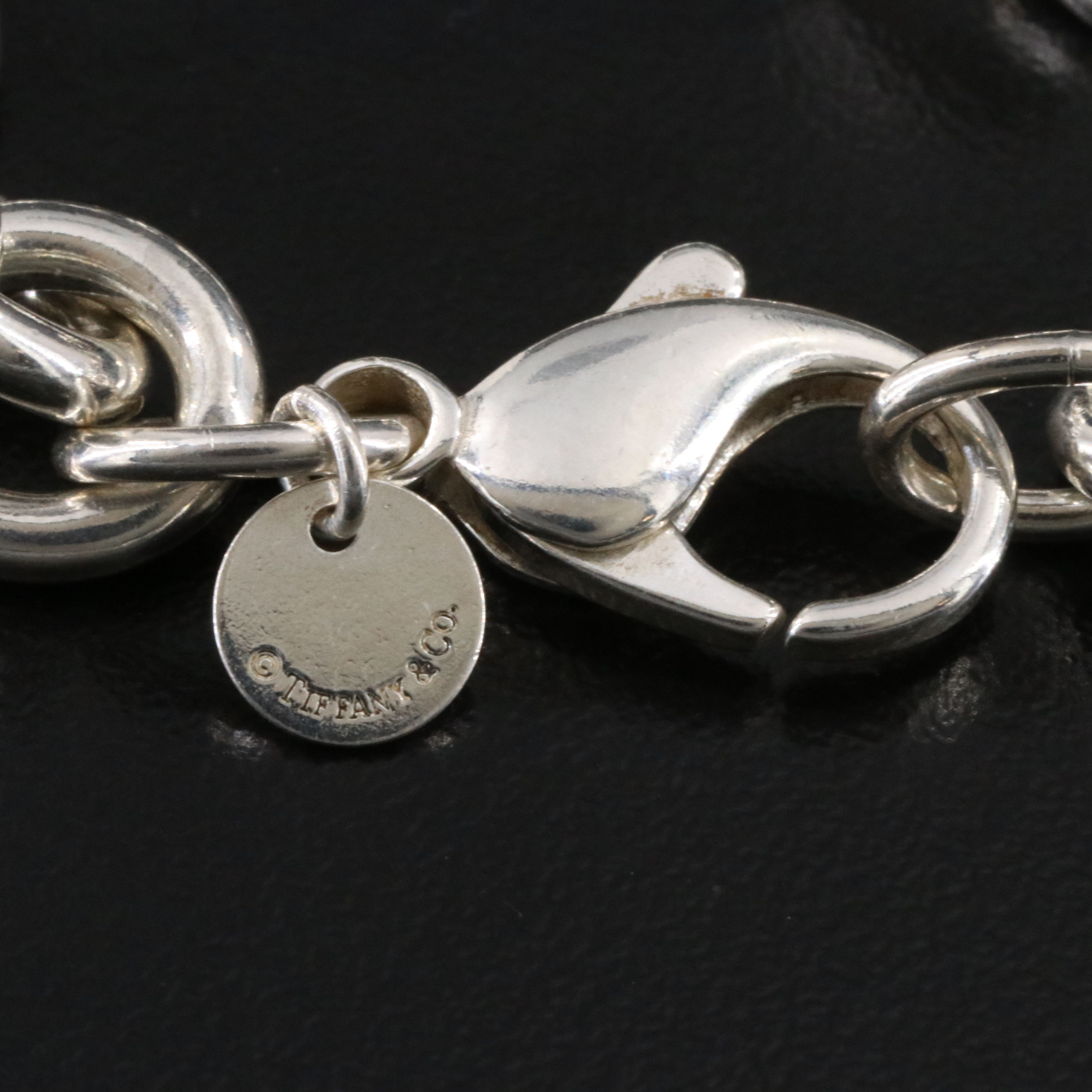 Tiffany & Co. Sterling Corporate Logo Oval Tag Charm Bracelet