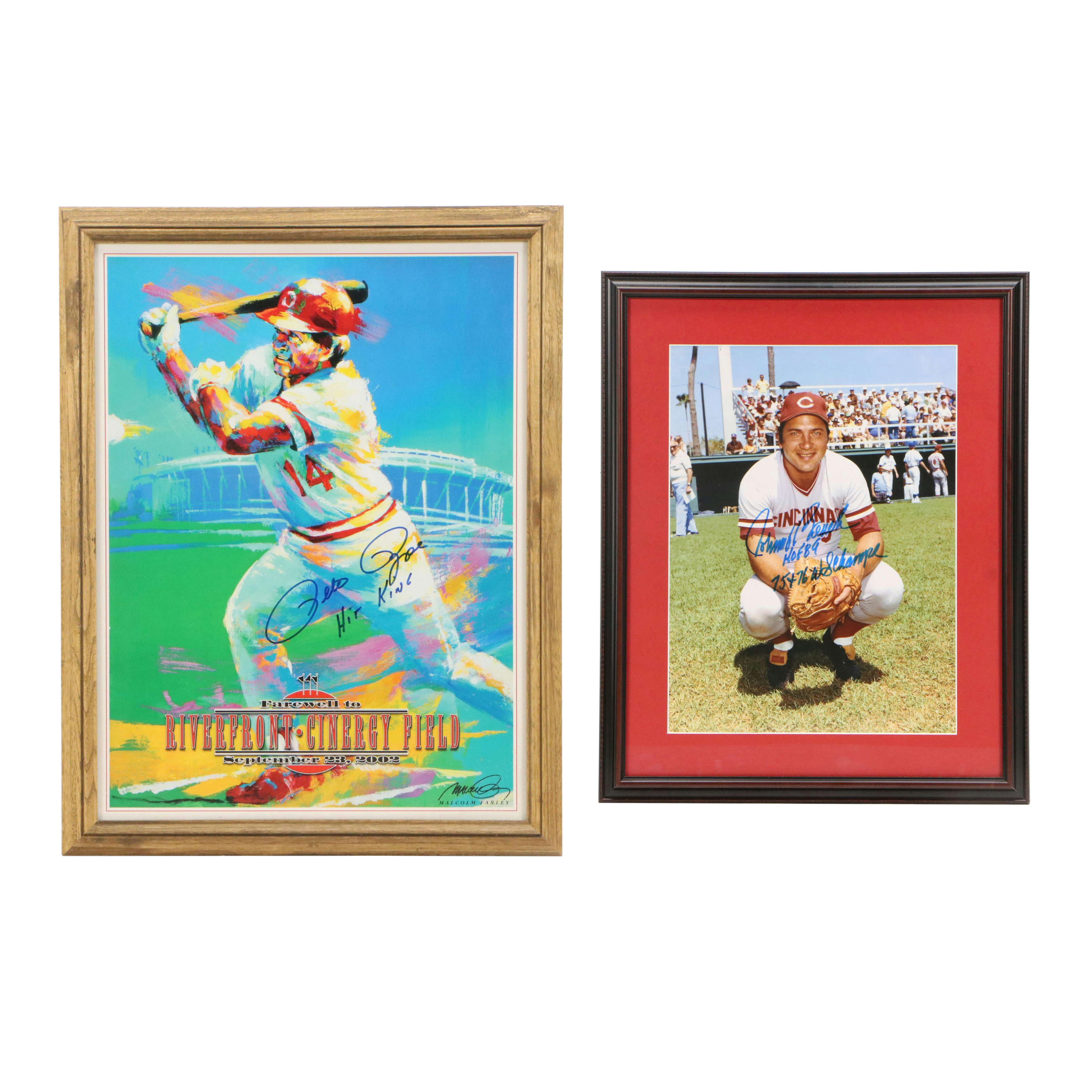 Johnny Bench and Pete Rose Signed Cincinnati Reds Baseball Prints