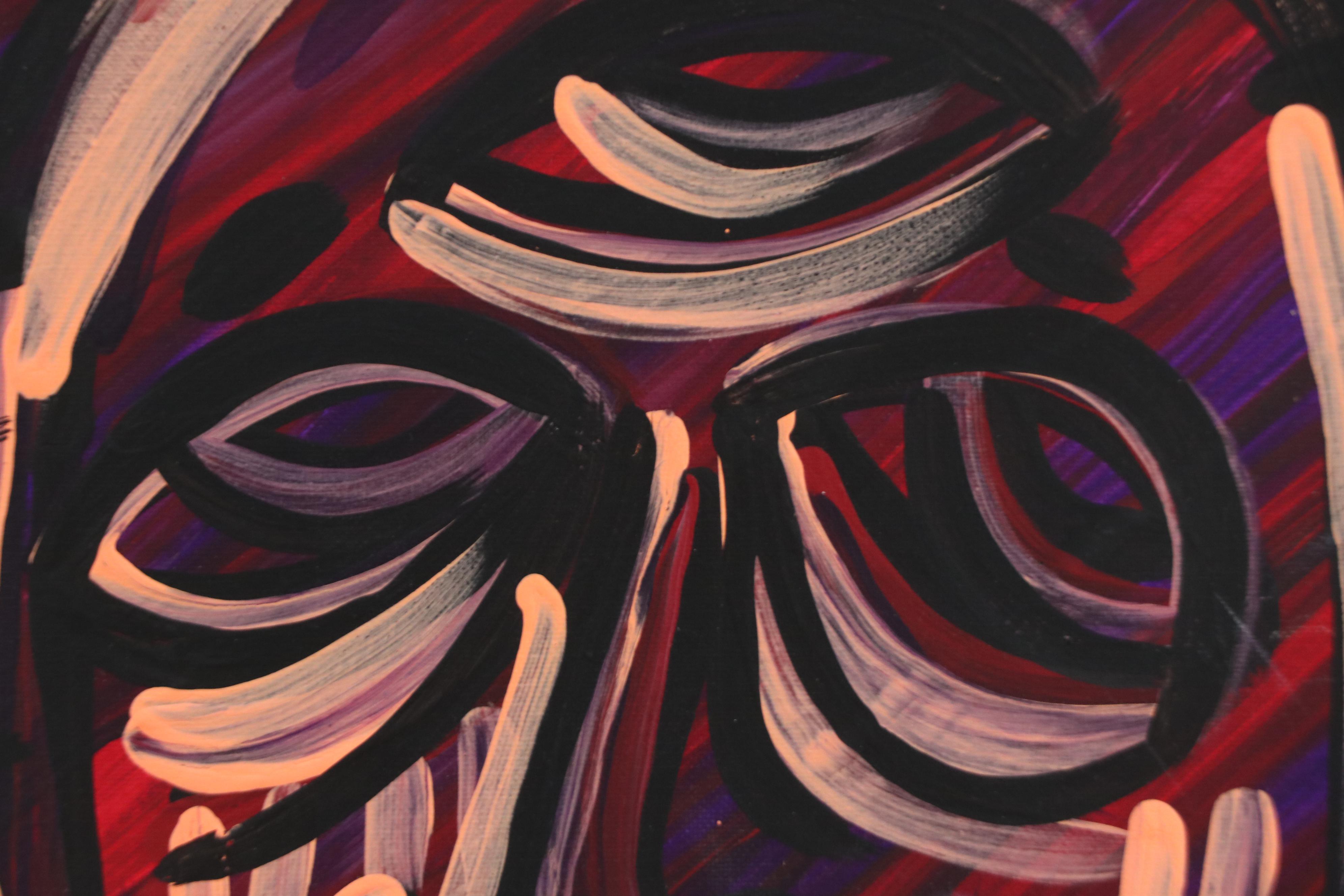 Bryson C. Abstract Face Acrylic Painting, Circa 2025