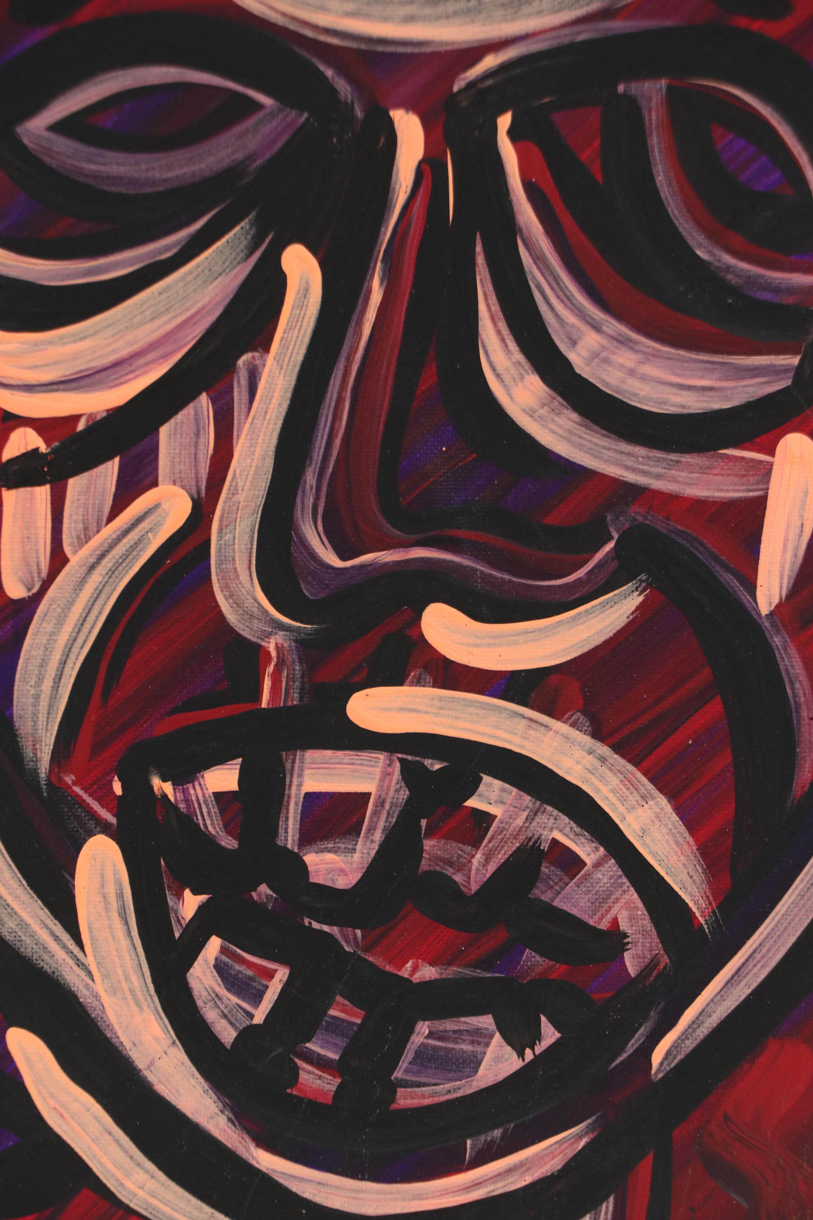 Bryson C. Abstract Face Acrylic Painting, Circa 2025