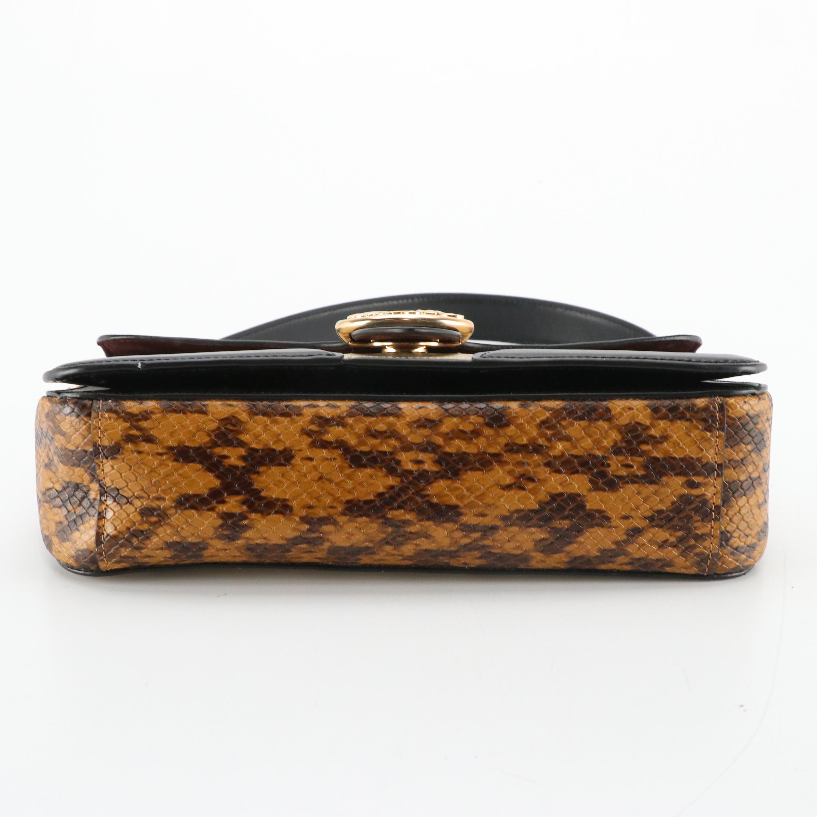 Coach Georgie Shoulder Bag in Signature Canvas, Snakeskin and Calfskin Leather