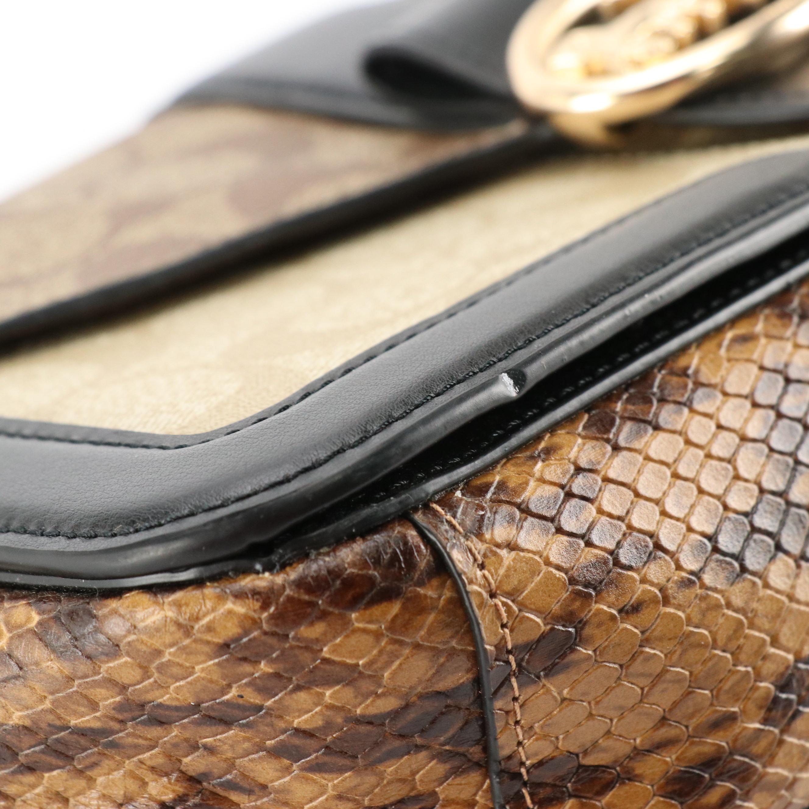 Coach Georgie Shoulder Bag in Signature Canvas, Snakeskin and Calfskin Leather