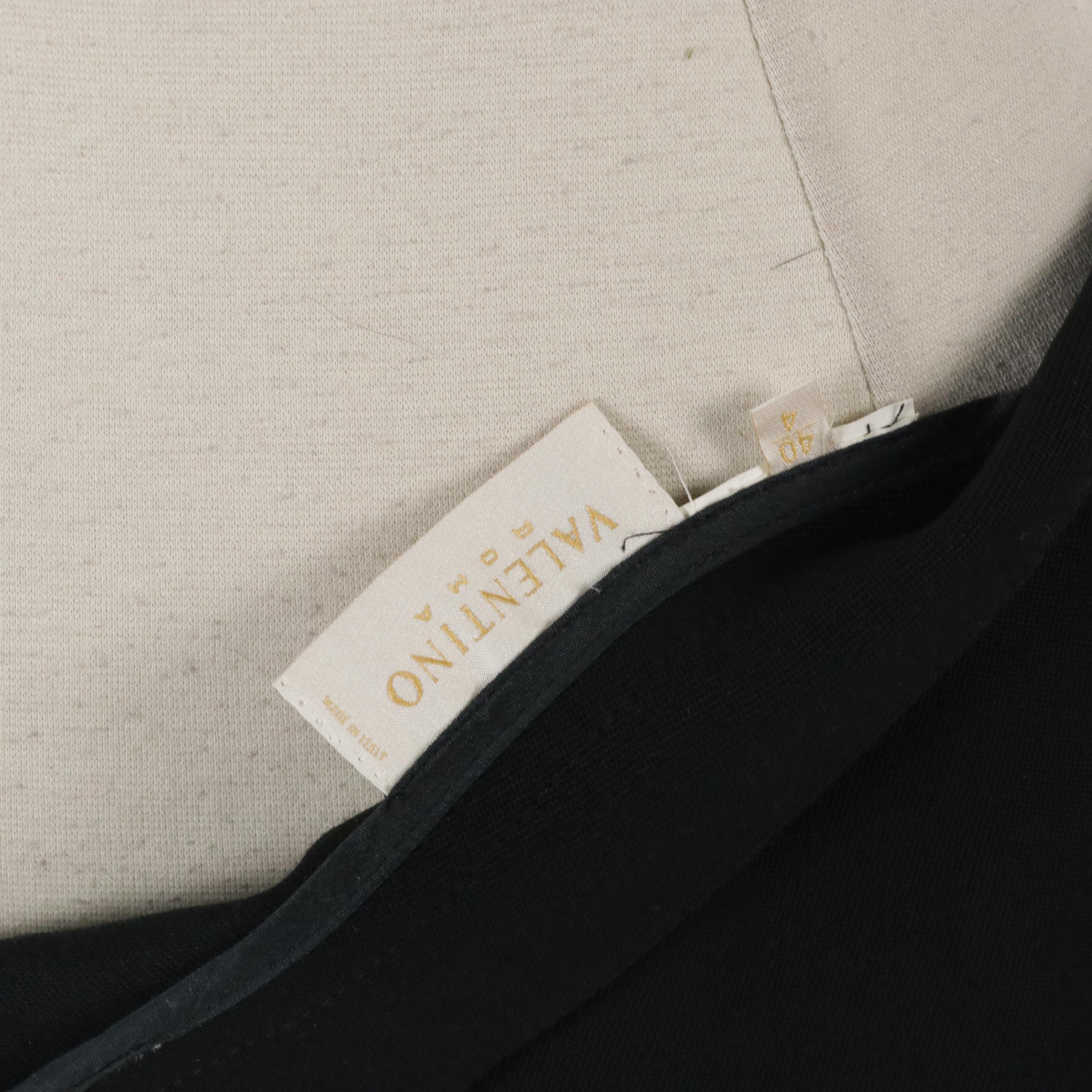 Valentino Roma Black Pleated Wool Blend Skirt