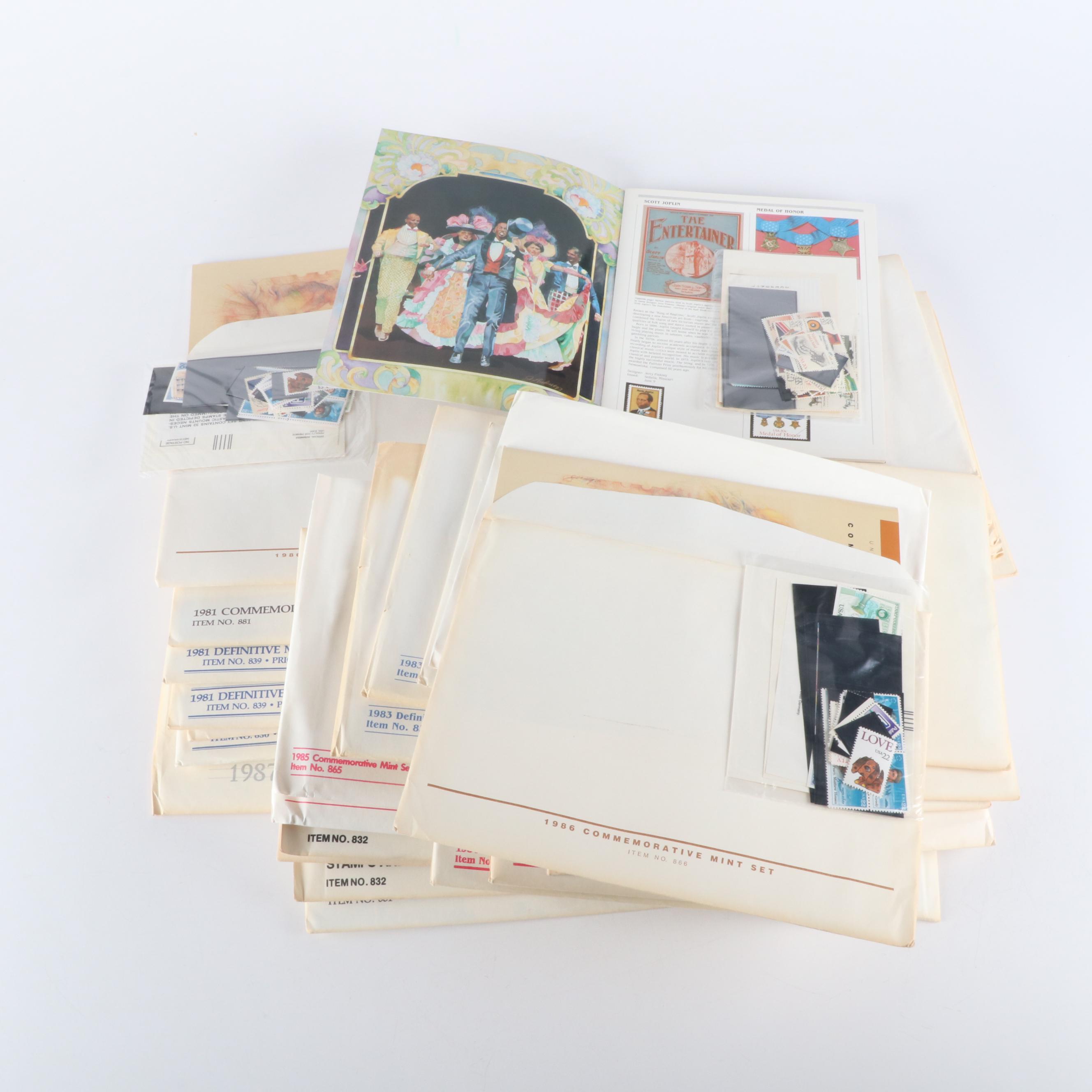 Thirty-Six USPS Postage Stamp Mint Sets, 1973 to 1987