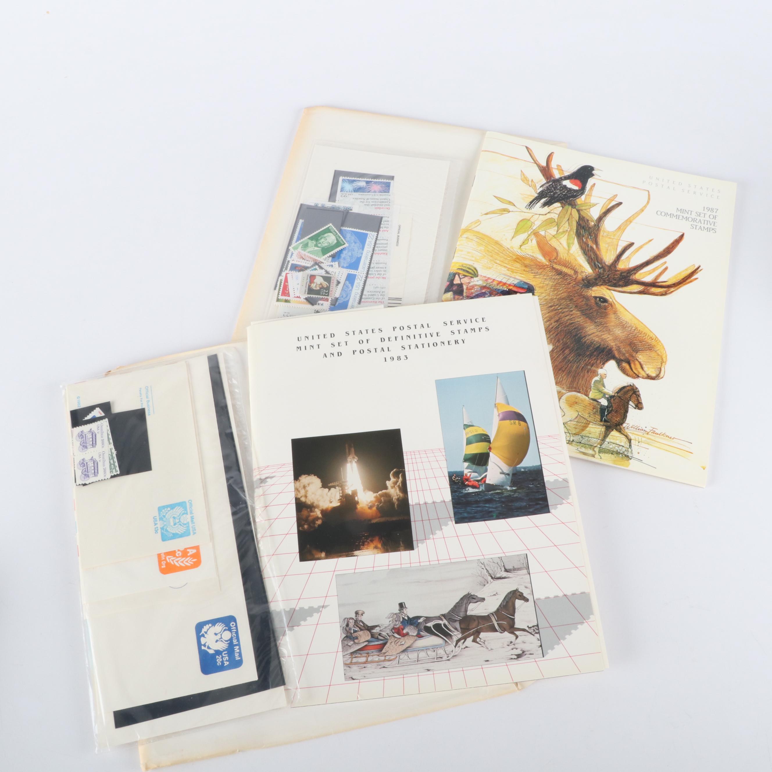 Thirty-Six USPS Postage Stamp Mint Sets, 1973 to 1987