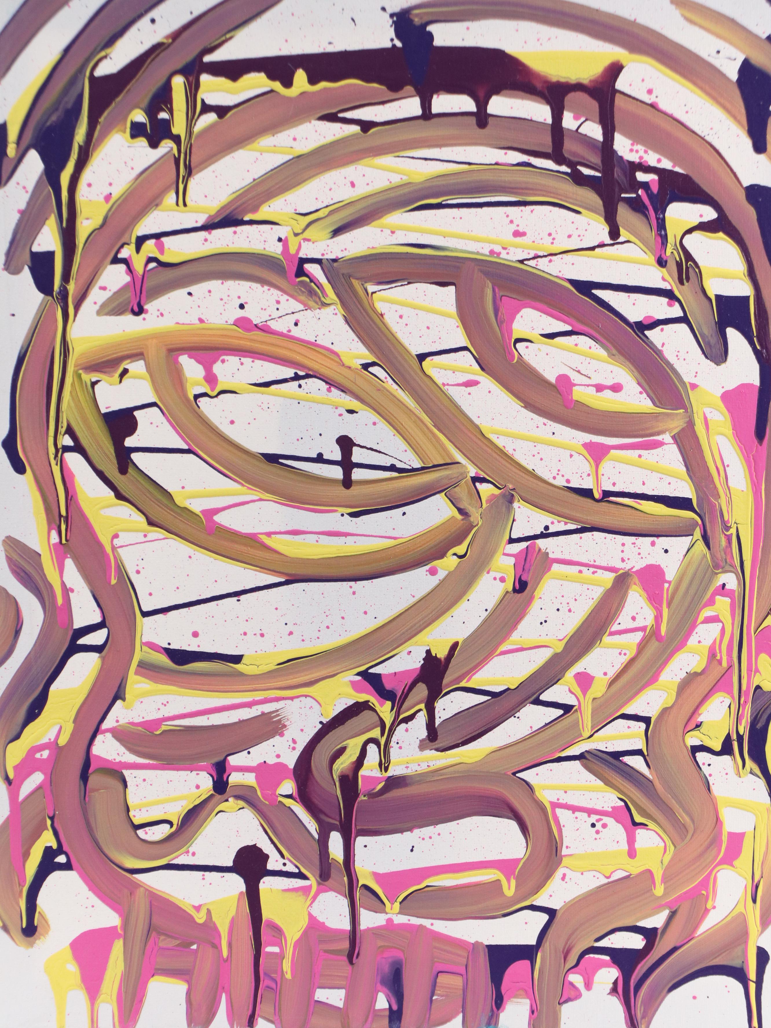 Bryson C. Abstract Face Acrylic Painting, Circa 2025