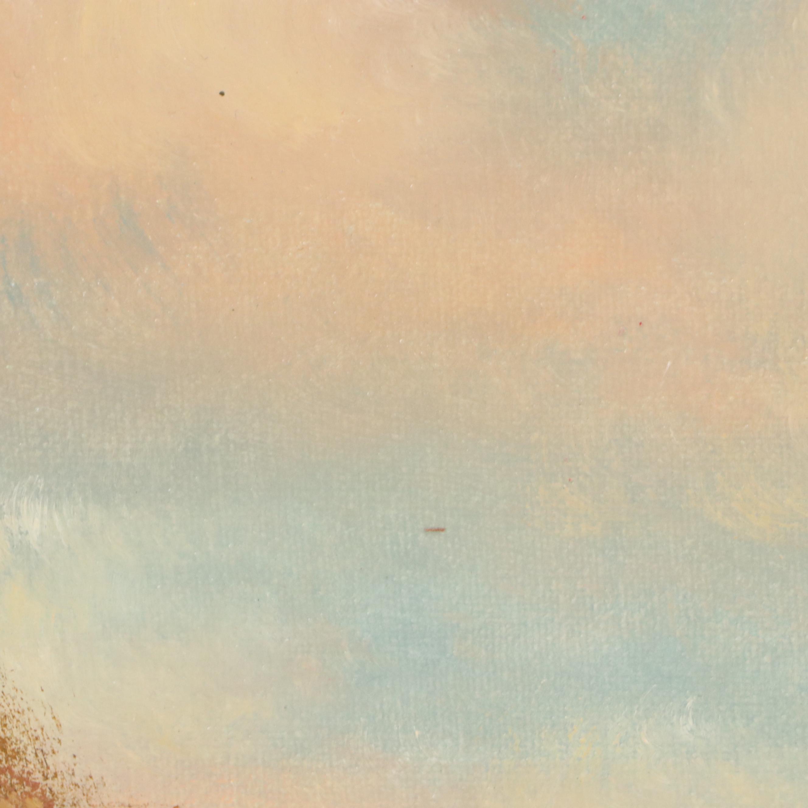 B. Morgan Mountainous Landscape Oil Painting with Castle, 20th Century