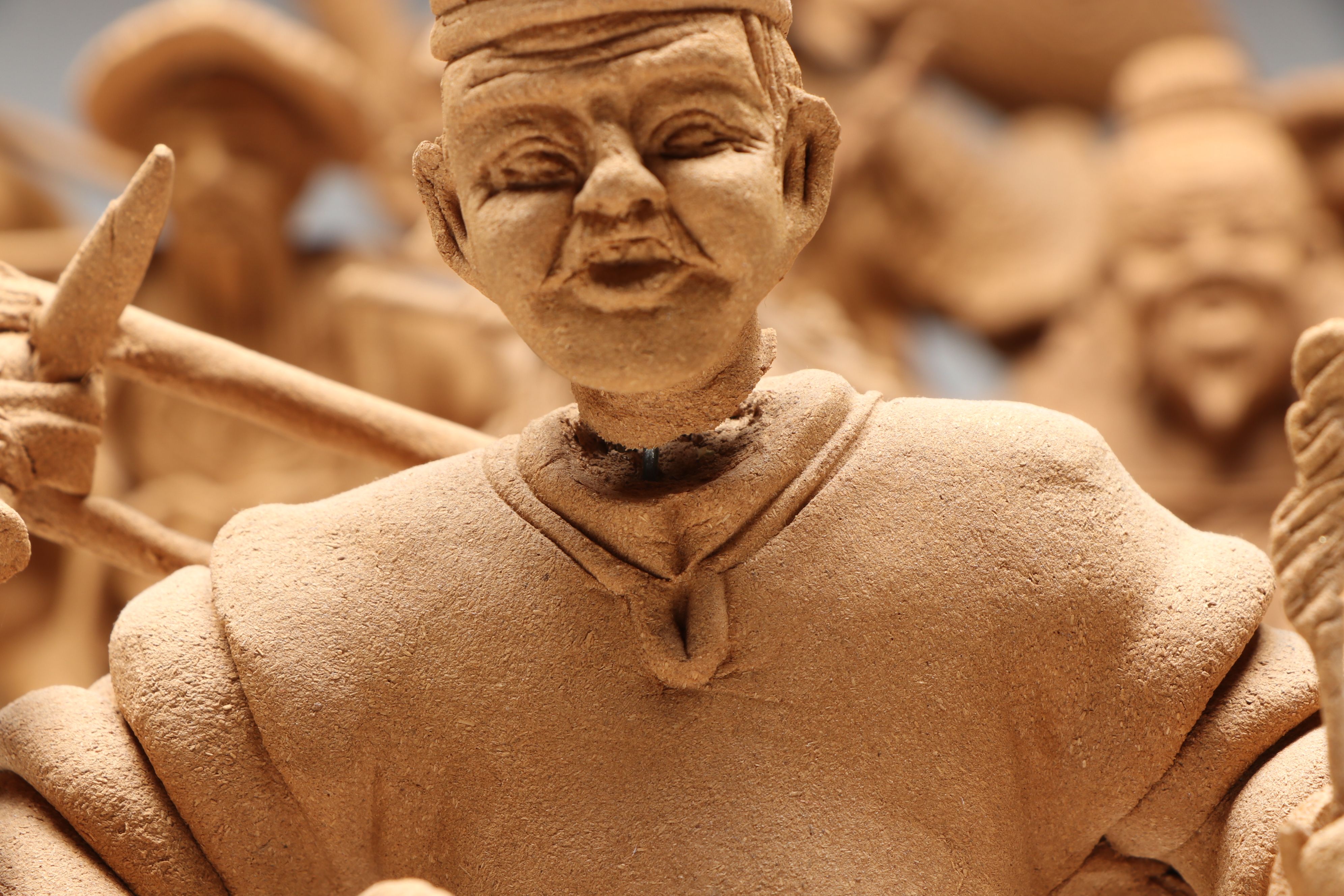 Singaporean Traditional Composite Figures Featuring Musicians and Warrior