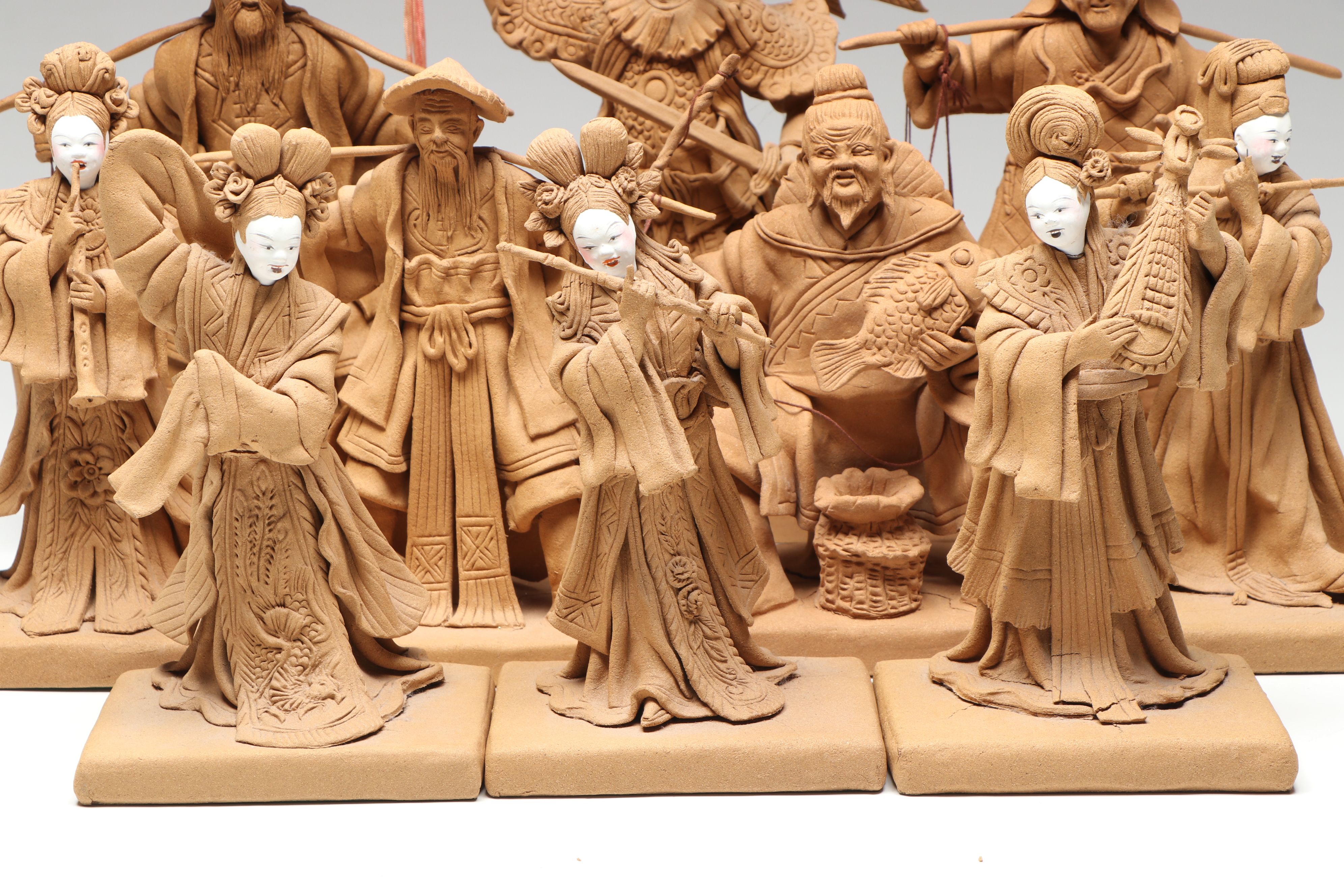 Singaporean Traditional Composite Figures Featuring Musicians and Warrior