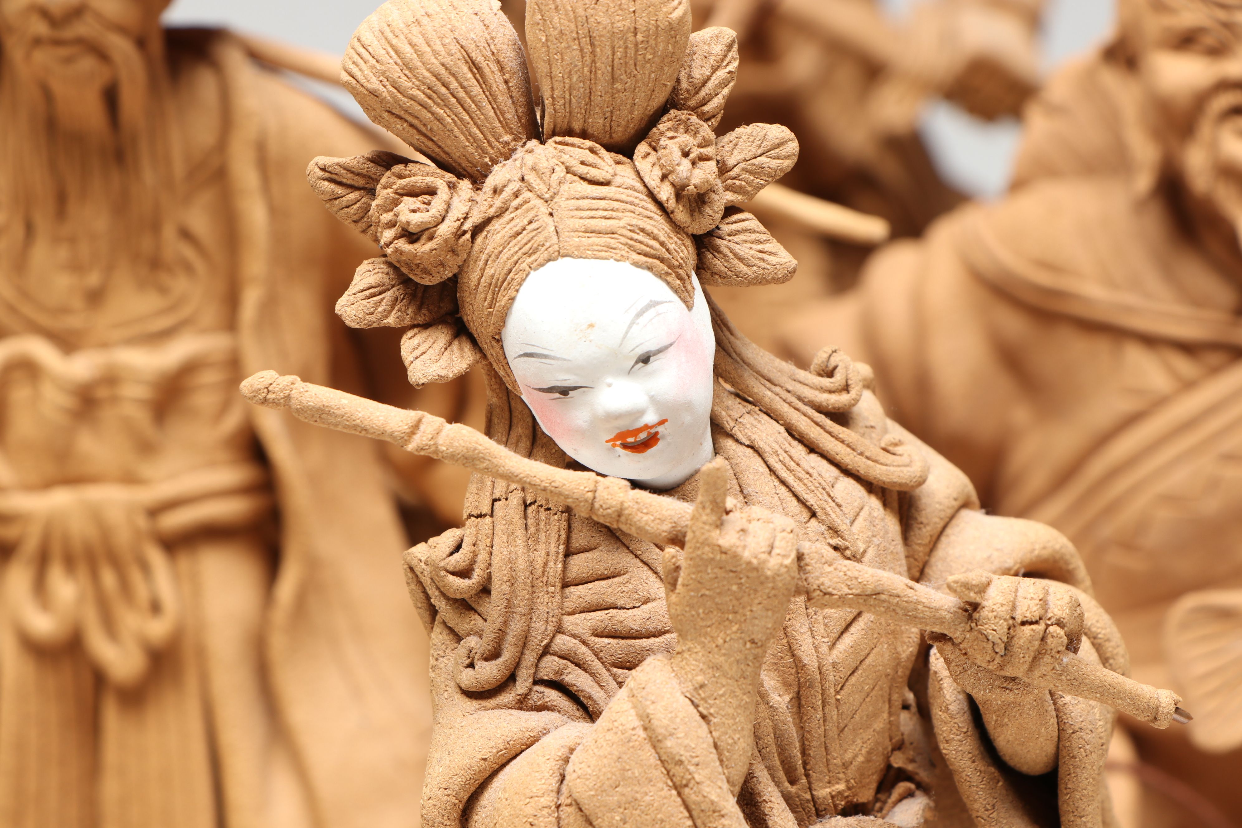 Singaporean Traditional Composite Figures Featuring Musicians and Warrior