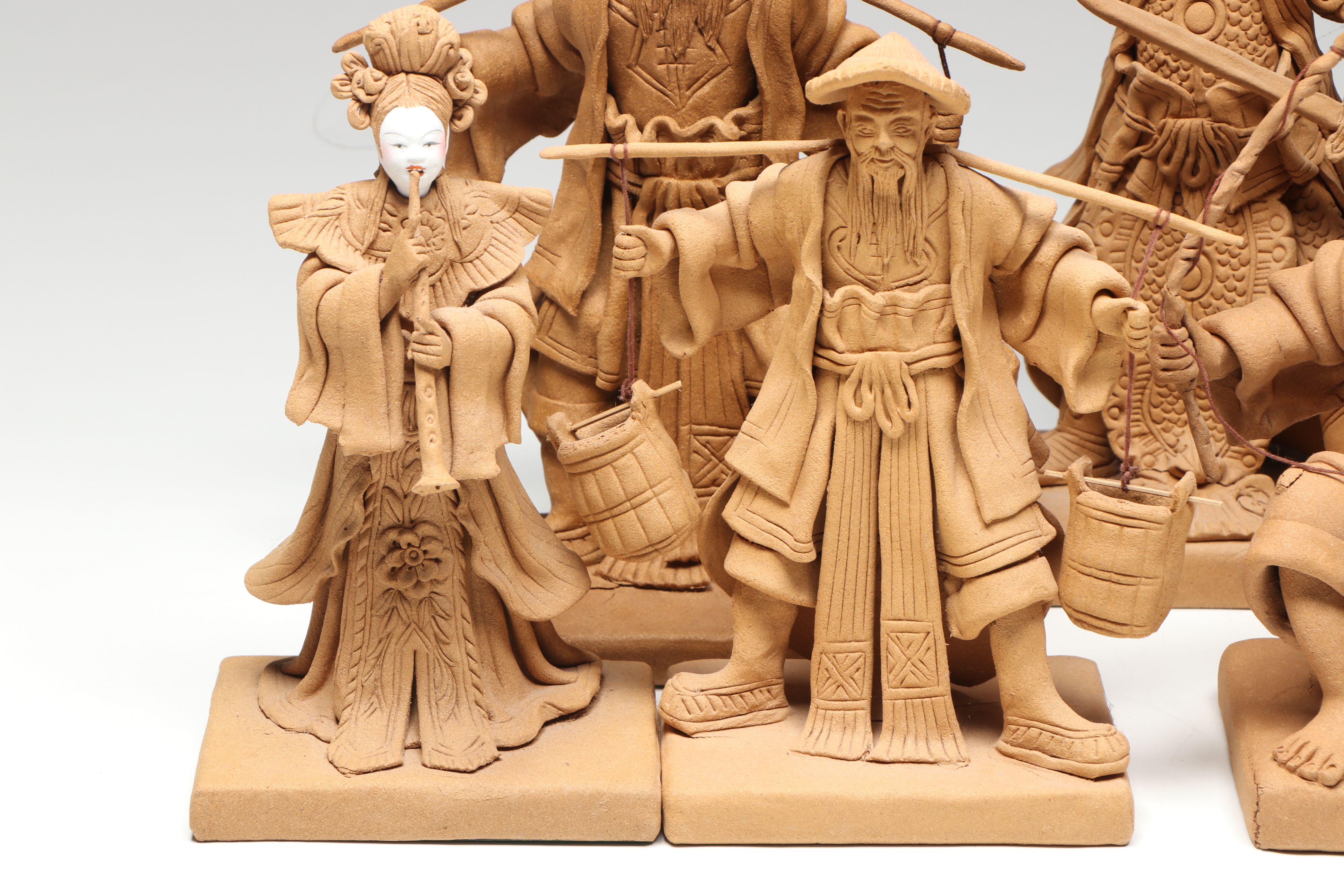 Singaporean Traditional Composite Figures Featuring Musicians and Warrior