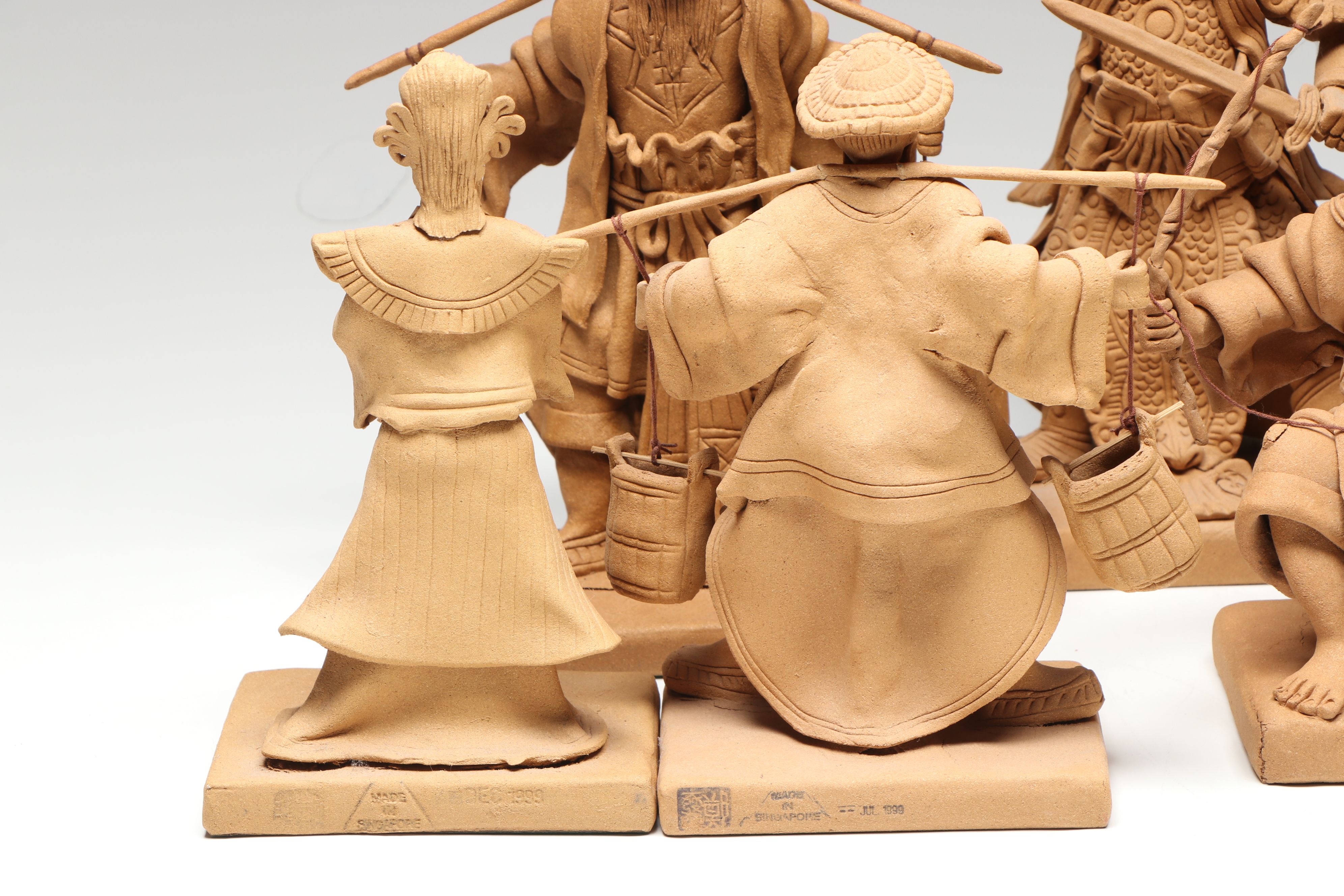 Singaporean Traditional Composite Figures Featuring Musicians and Warrior