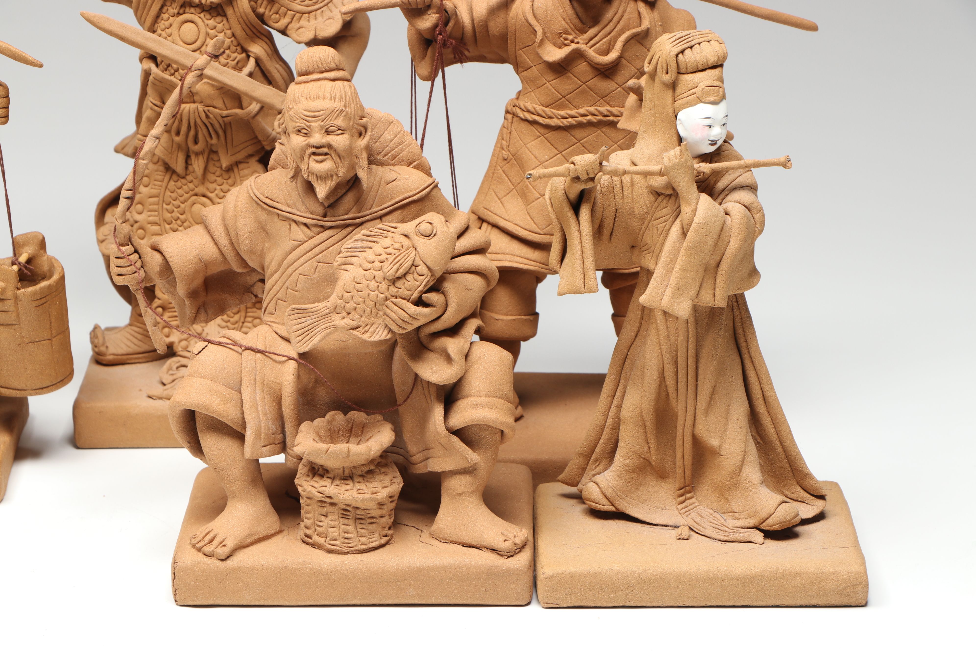Singaporean Traditional Composite Figures Featuring Musicians and Warrior