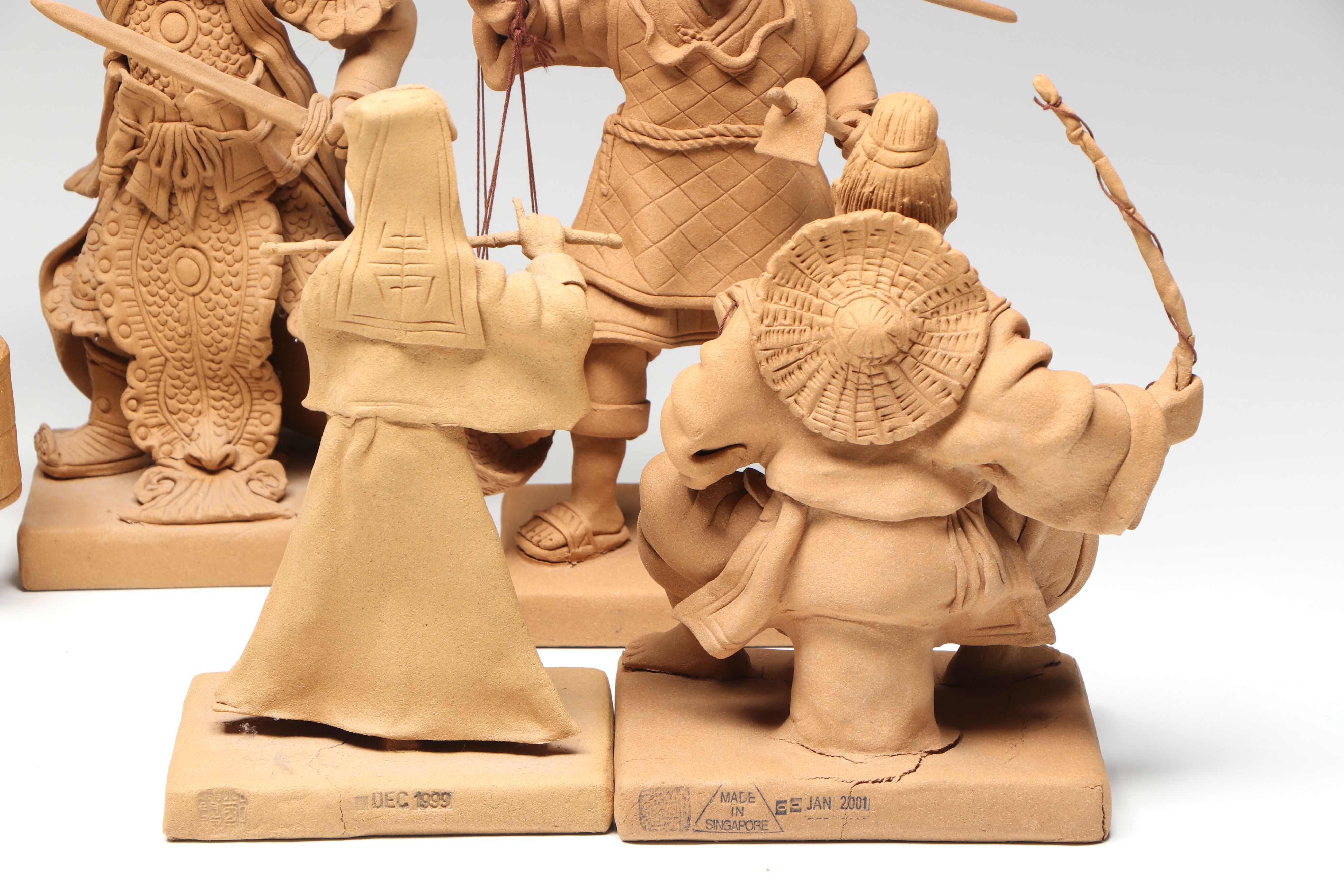 Singaporean Traditional Composite Figures Featuring Musicians and Warrior